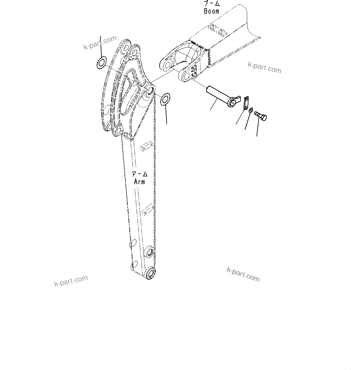 Komatsu parts book diagram for PC33E-6 S/N 2201-UP: BOOM UNIT, PIN, ARM(#2201-)
