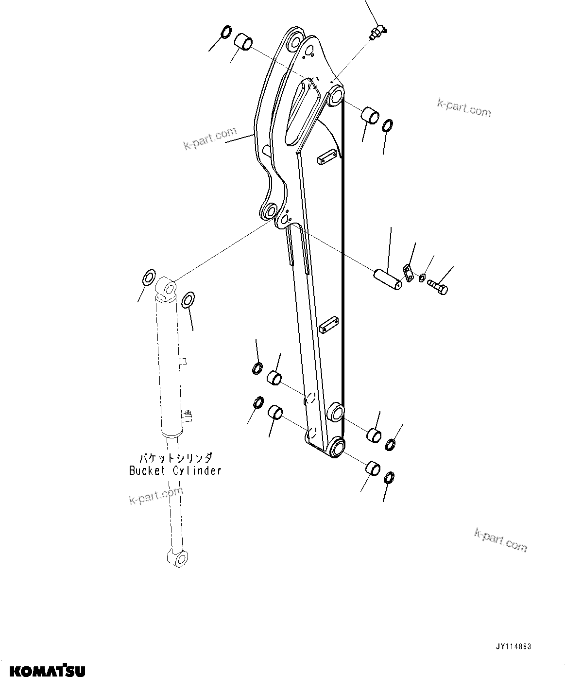 Komatsu parts book diagram for PC33E-6 S/N 2201-UP: ARM UNIT, ARM AND BUSHING(#2201-)