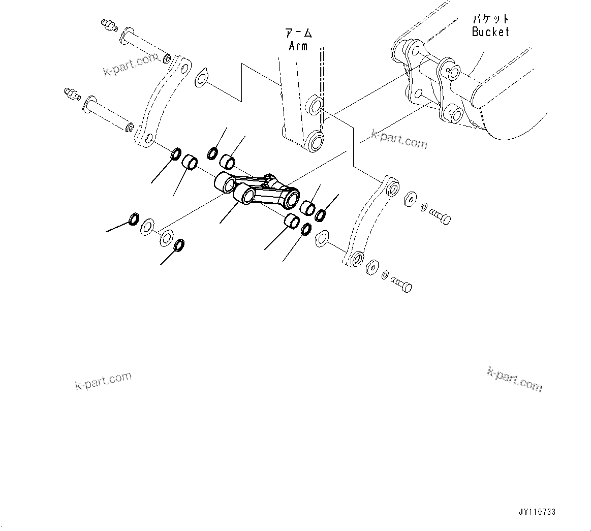 Komatsu parts book diagram for PC33E-6 S/N 2201-UP: ARM UNIT, BUCKET LINK(#2201-)