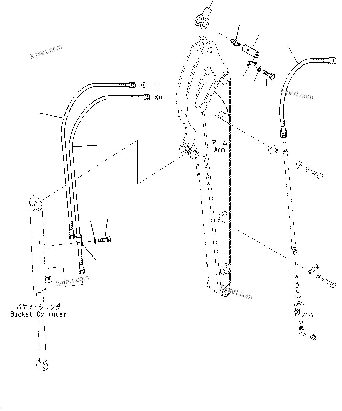 Komatsu parts book diagram for PC33E-6 S/N 2201-UP: ARM UNIT, PIN AND PIPING(#2201-)