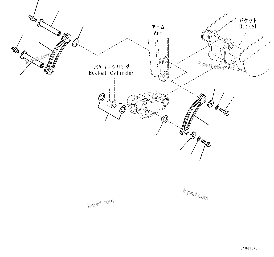 Komatsu parts book diagram for PC33E-6 S/N 2201-UP: BUCKET LINK, (#2201-)
