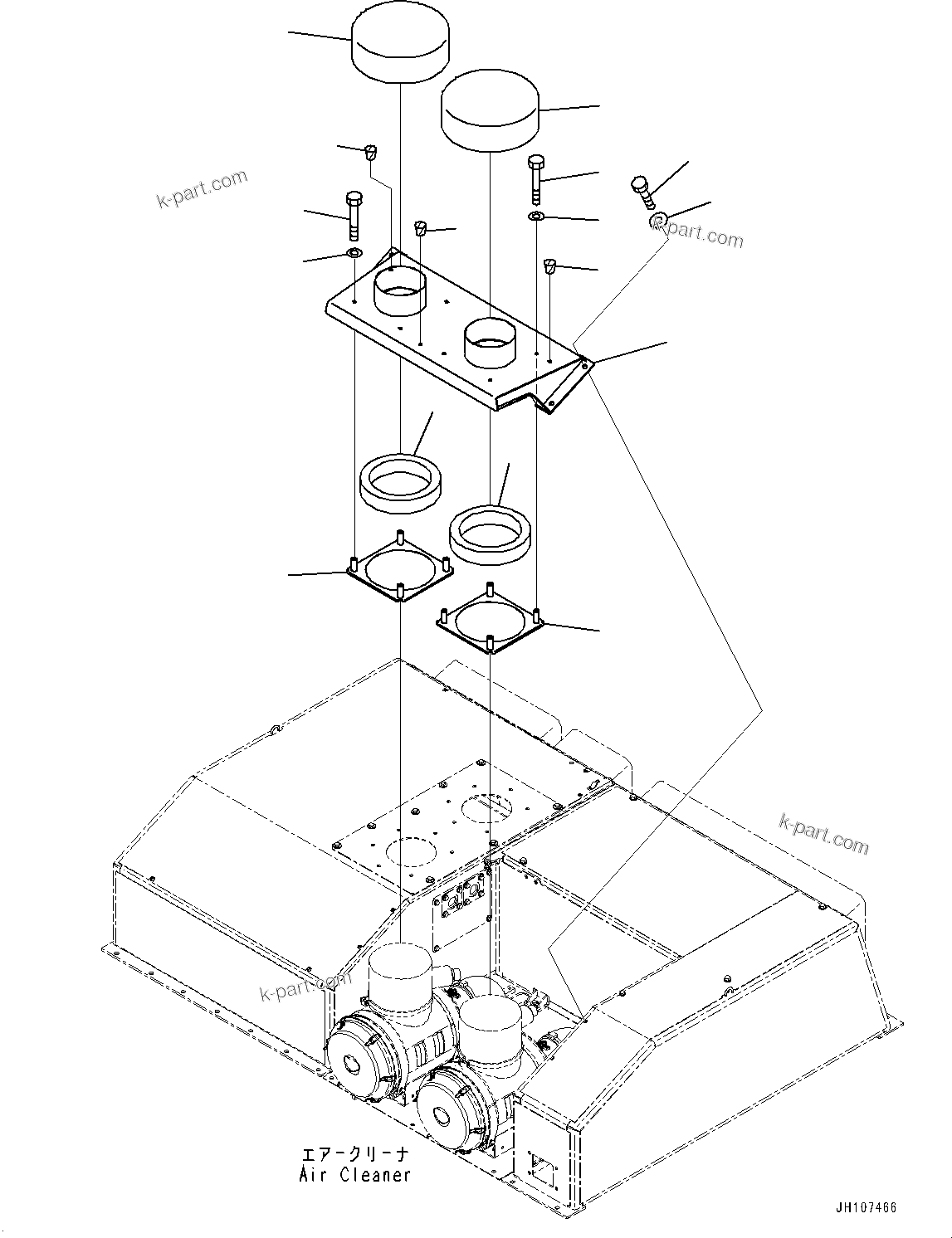 Komatsu parts book diagram for PC2000-11R S/N 31001-UP: EXHAUST PIPE, AIR INTAKE COVER(#30001-)