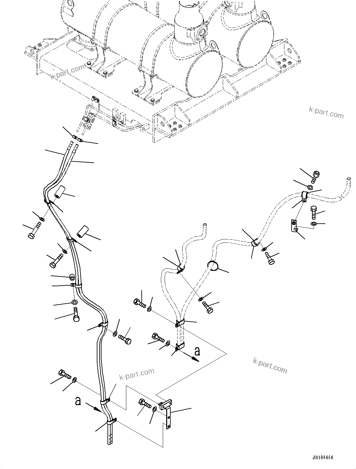 Komatsu parts book diagram for PC2000-11R S/N 31001-UP: EXHAUST PIPE, DRAIN PIPING (2/2)(#30001-)