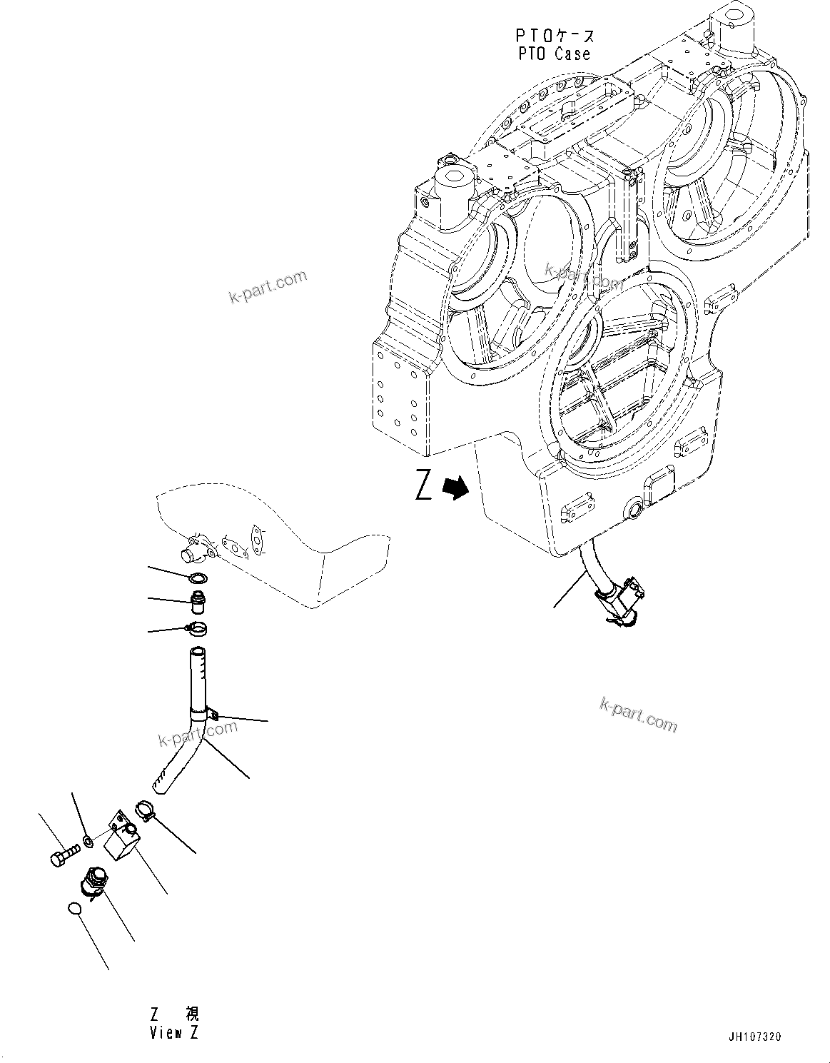 Komatsu parts book diagram for PC2000-11R S/N 31001-UP: PTO (POWER TAKE OFF), DRAIN PIPING(#30001-)