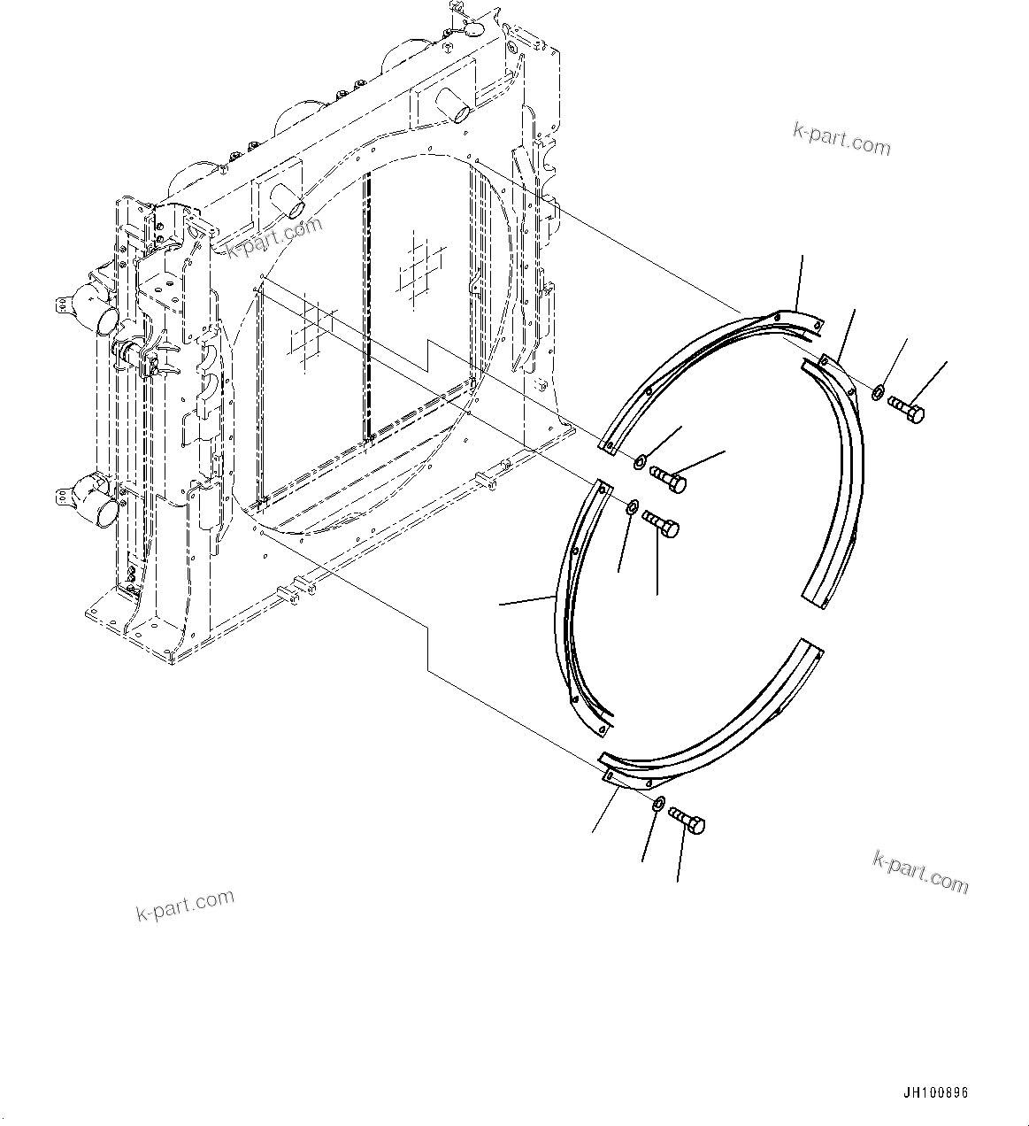 Komatsu parts book diagram for PC2000-11R S/N 31001-UP: COOLING SYSTEM, SHROUD (2/3)(#30001-)