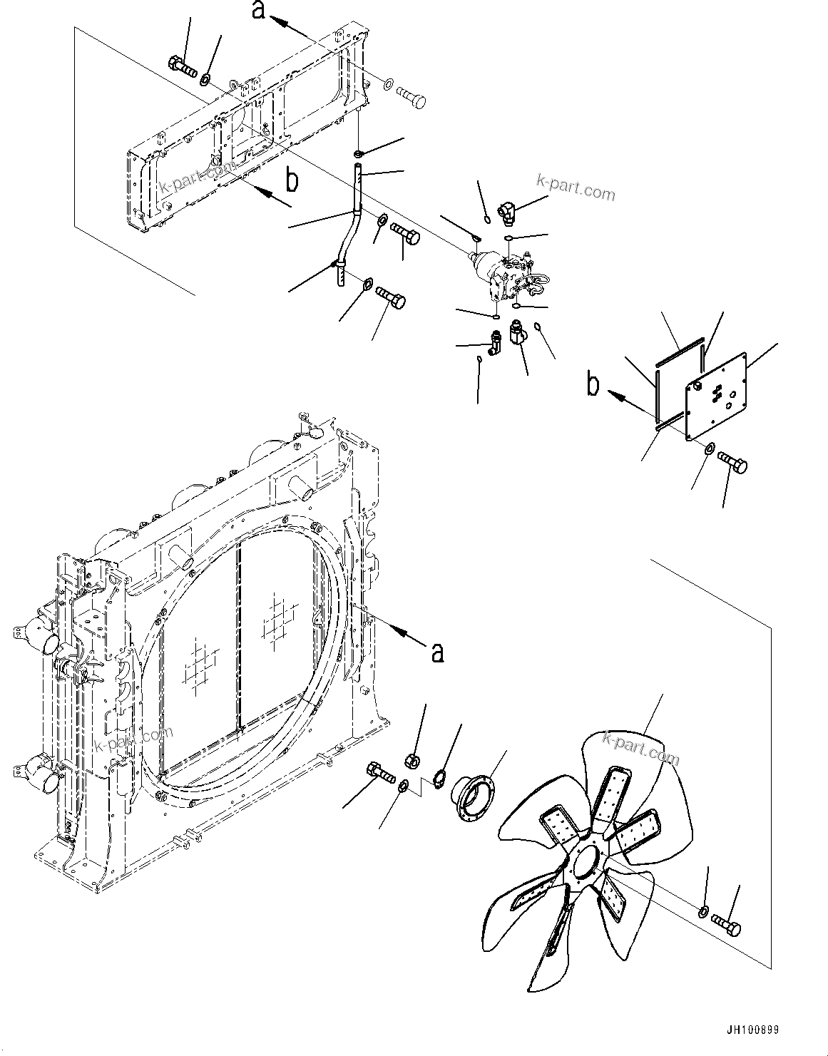Komatsu parts book diagram for PC2000-11R S/N 31001-UP: COOLING SYSTEM, FAN MOTOR RELATED PARTS (1/2)(#30001-)