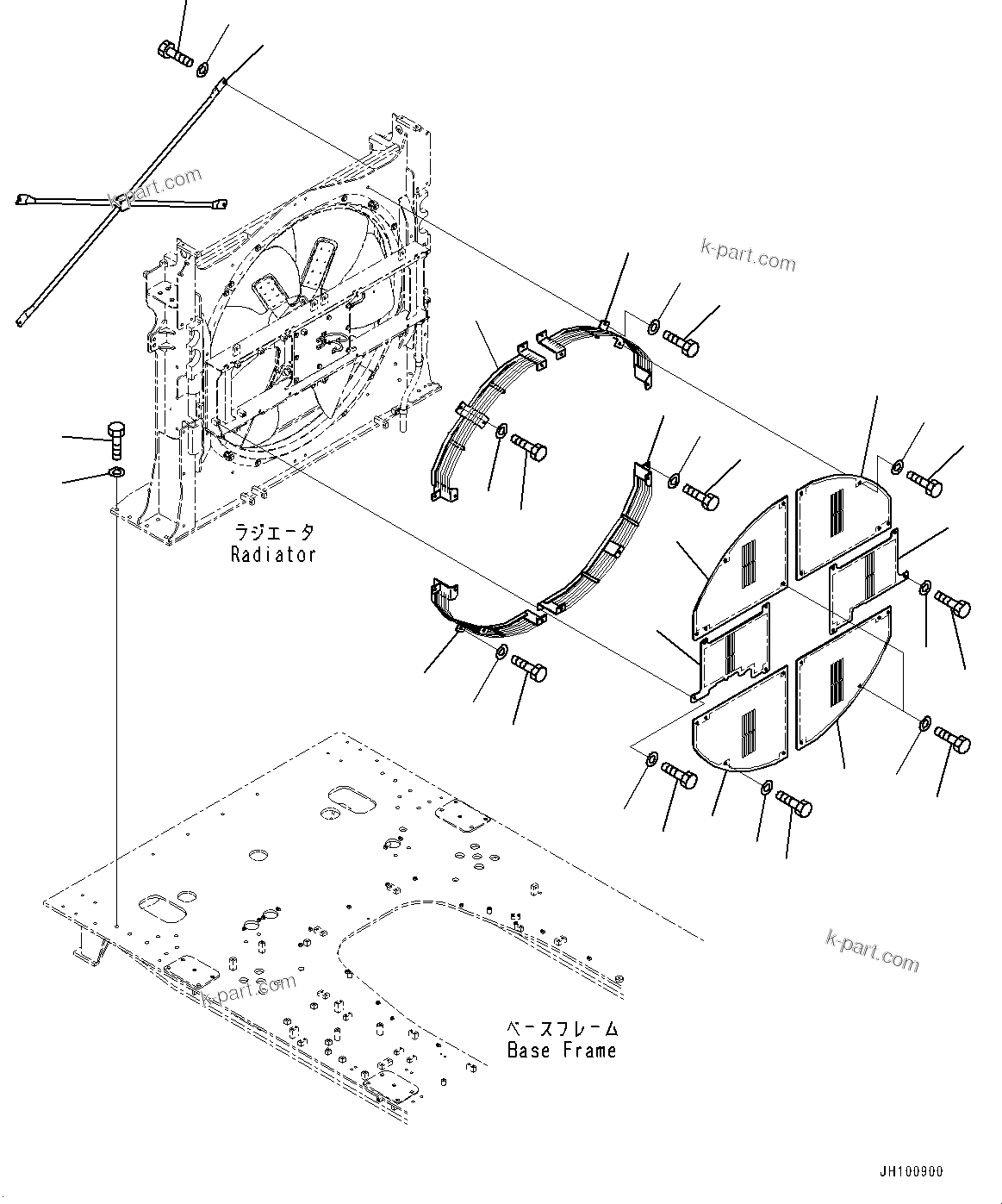 Komatsu parts book diagram for PC2000-11R S/N 31001-UP: COOLING SYSTEM, FAN GUARD (1/2)(#30001-)