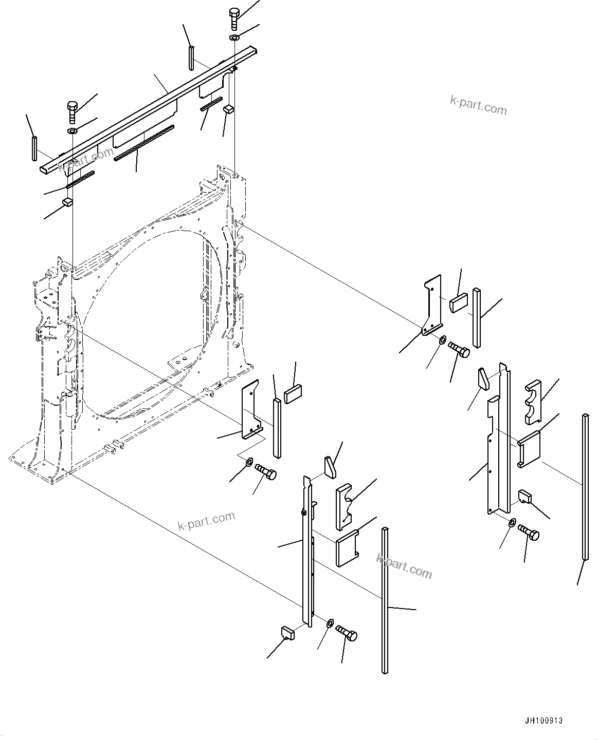 Komatsu parts book diagram for PC2000-11R S/N 31001-UP: COOLING SYSTEM, WIND BRAKE (1/2)(#30001-)