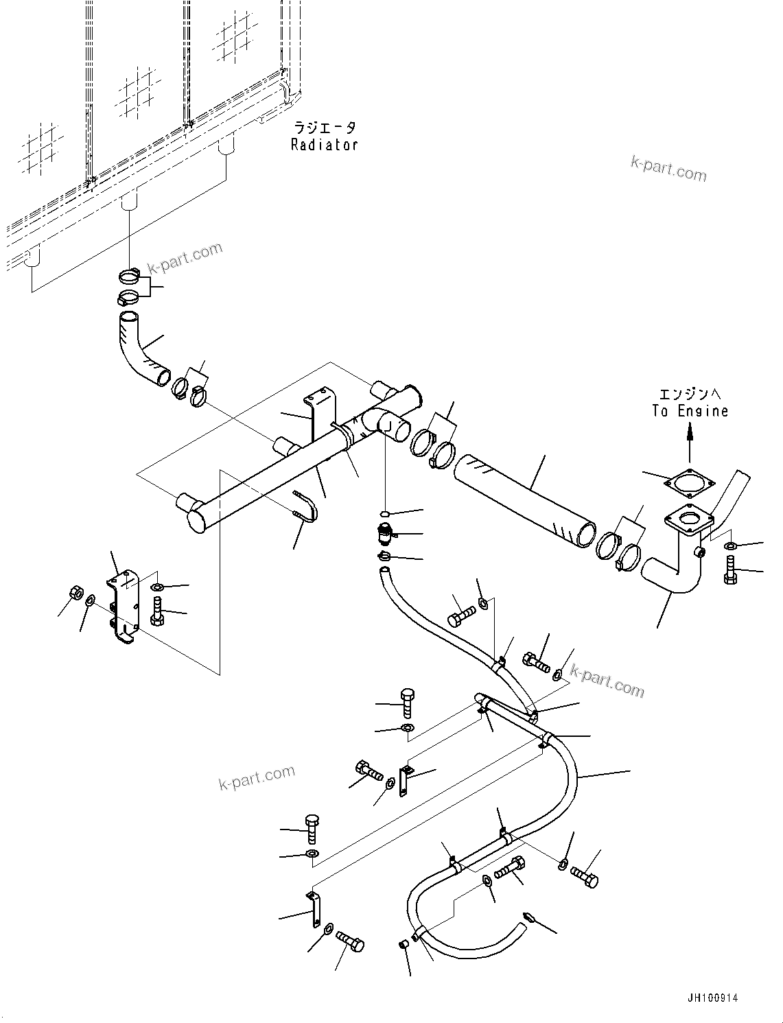 Komatsu parts book diagram for PC2000-11R S/N 31001-UP: COOLING SYSTEM, LOWER PIPING (SERVICE CENTER)(#30001-)