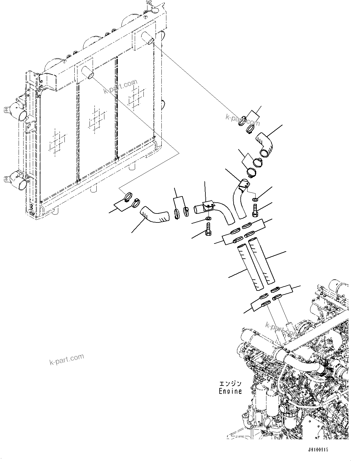 Komatsu parts book diagram for PC2000-11R S/N 31001-UP: COOLING SYSTEM, UPPER PIPING(#30001-)