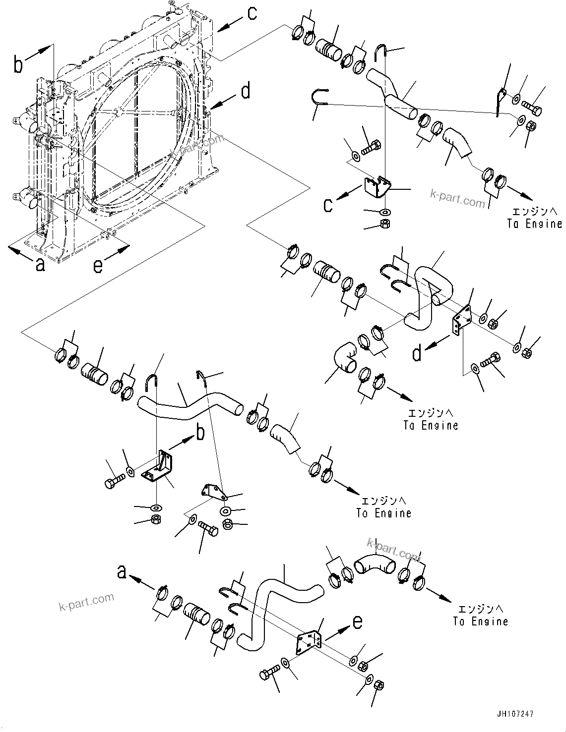 Komatsu parts book diagram for PC2000-11R S/N 31001-UP: COOLING SYSTEM, AFTERCOOLER PIPING(#30001-30018)