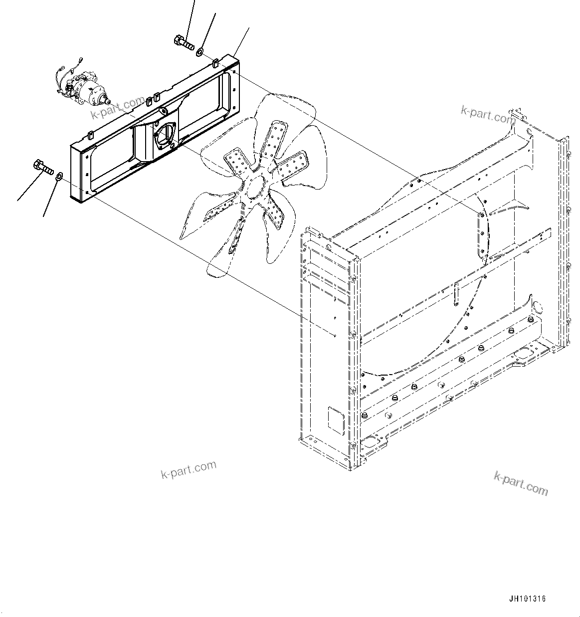 Komatsu parts book diagram for PC2000-11R S/N 31001-UP: COOLING SYSTEM, FAN MOTOR MOUNTING (2/2) (OIL AND COOLANT SIDE)(#30001-)