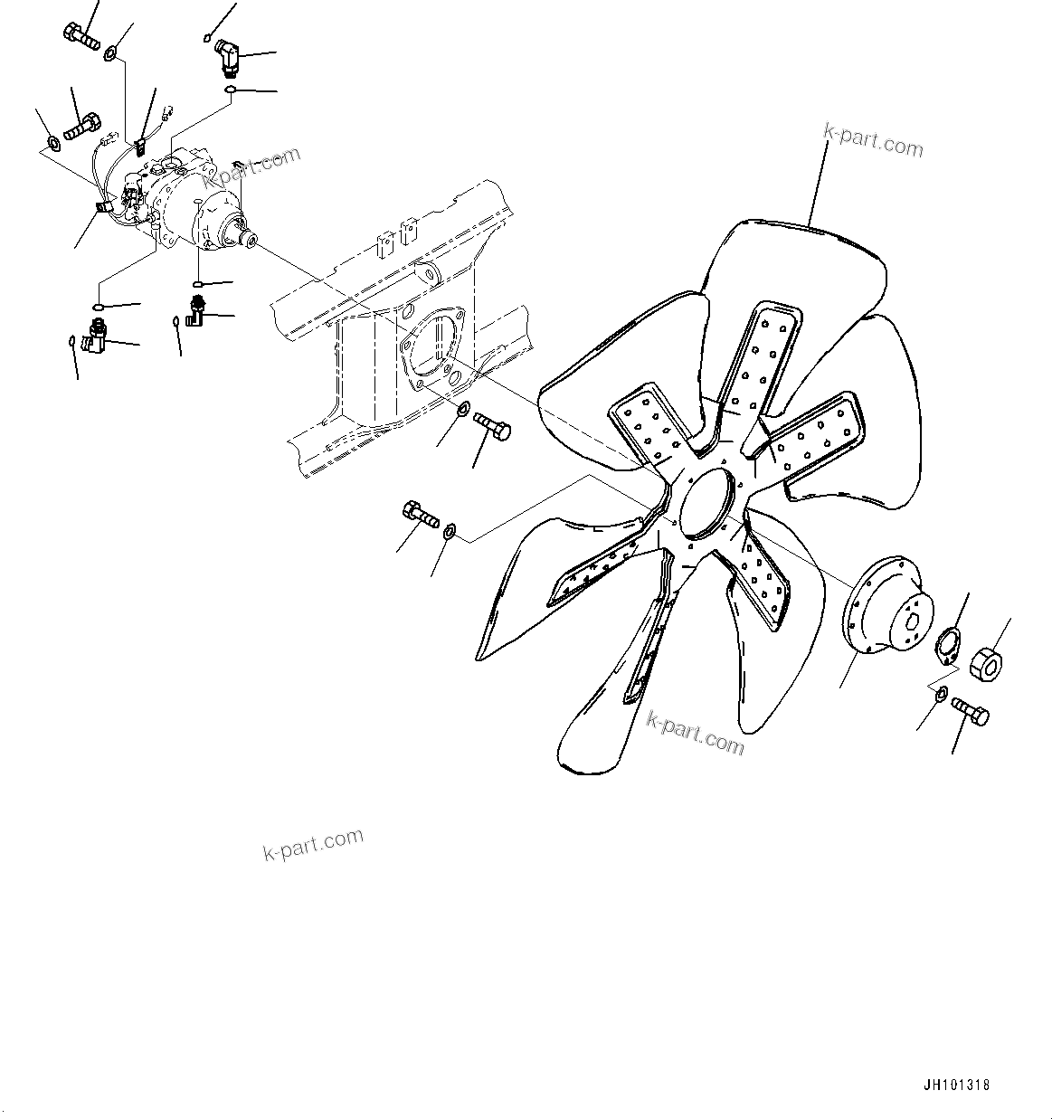 Komatsu parts book diagram for PC2000-11R S/N 31001-UP: COOLING SYSTEM, FAN MOTOR RELATED PARTS (2/2) (OIL AND COOLANT SIDE)(#30001-)