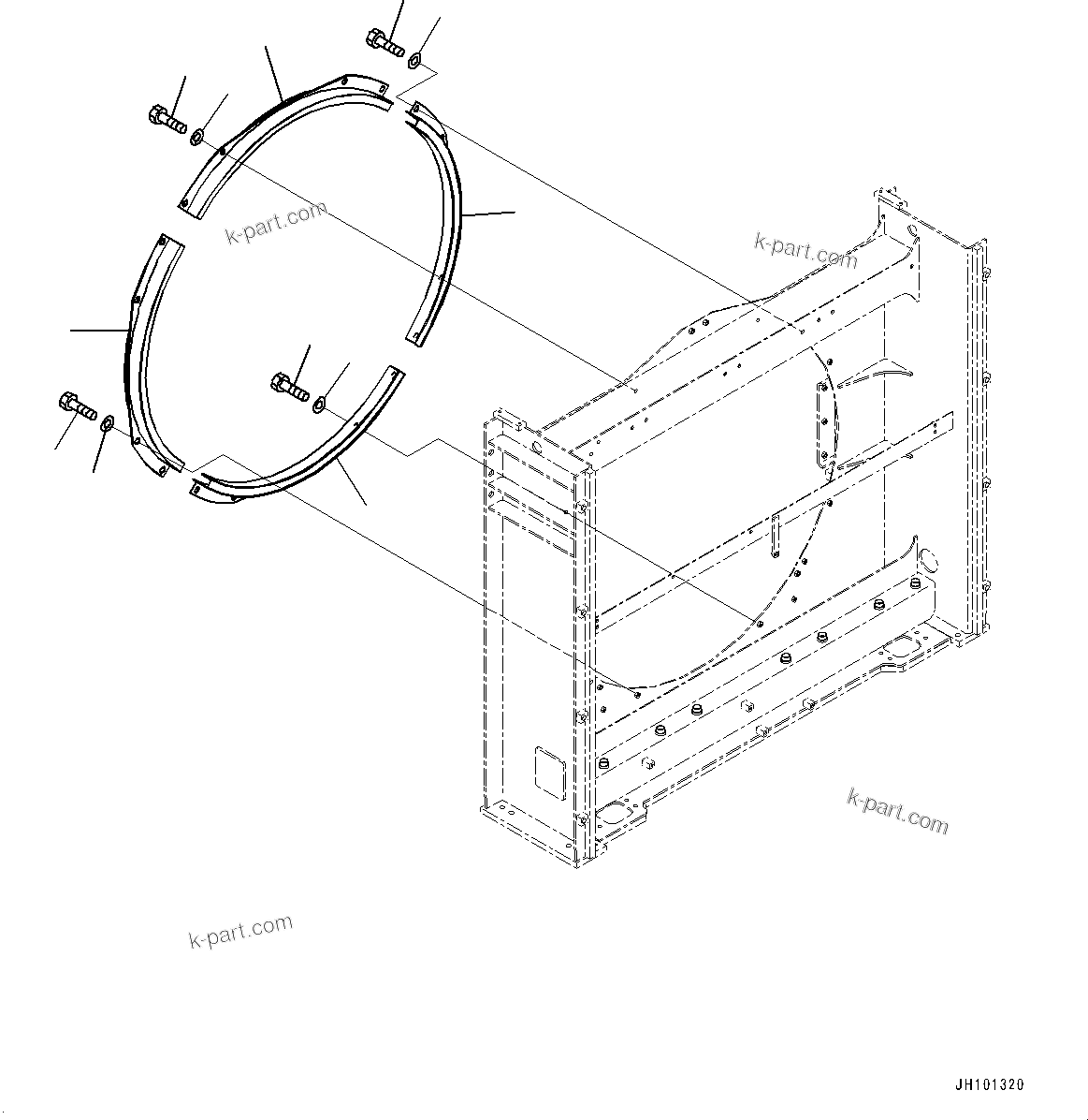 Komatsu parts book diagram for PC2000-11R S/N 31001-UP: COOLING SYSTEM, SHROUD (3/3) (OIL AND COOLANT SIDE)(#30001-)