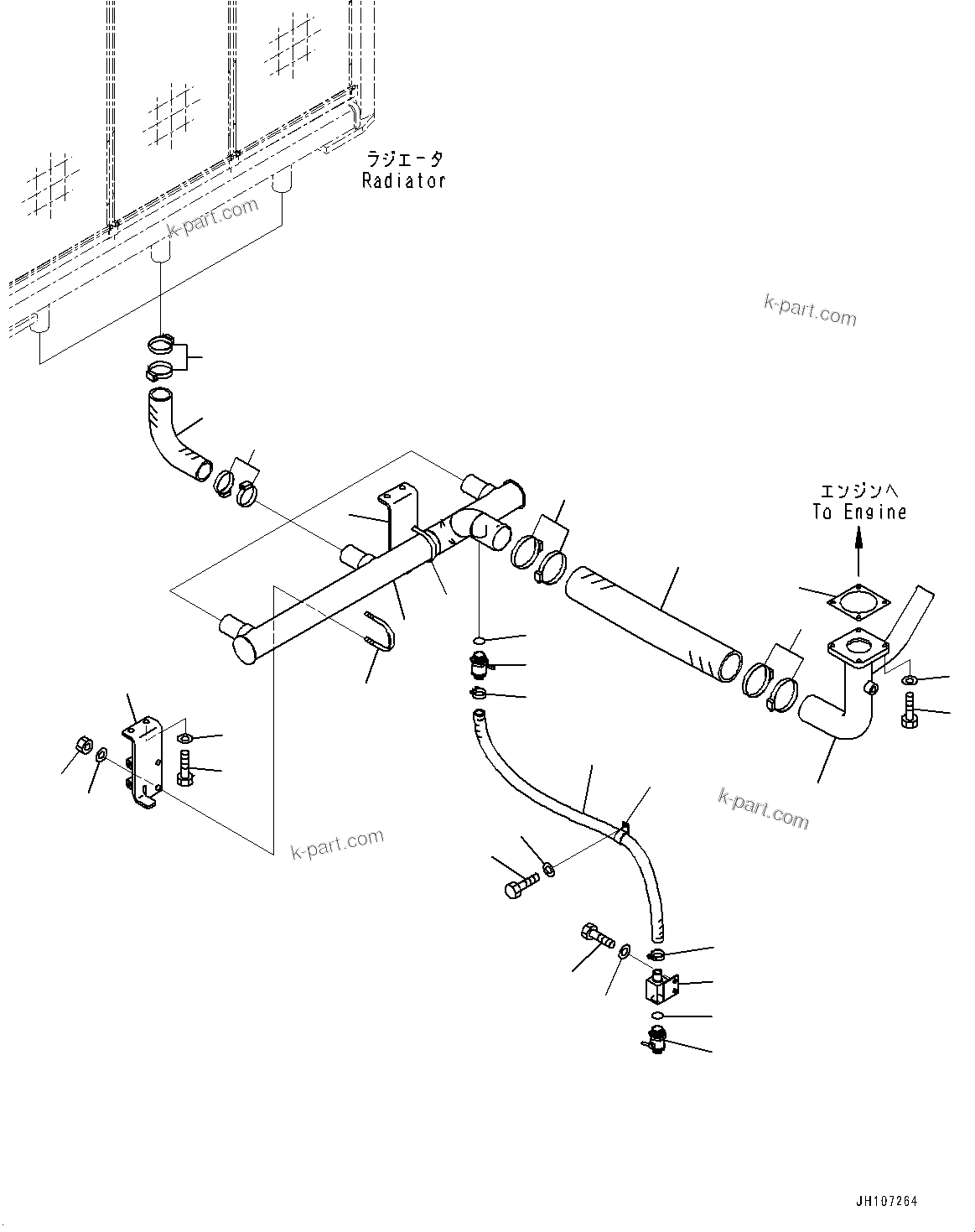 Komatsu parts book diagram for PC2000-11R S/N 31001-UP: COOLING SYSTEM, LOWER PIPING(#30001-)