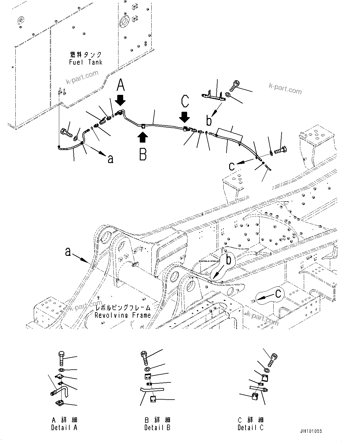 Komatsu parts book diagram for PC2000-11R S/N 31001-UP: FUEL PIPING, REVOLVING FRAME FUEL DRAIN PIPING(#30001-)