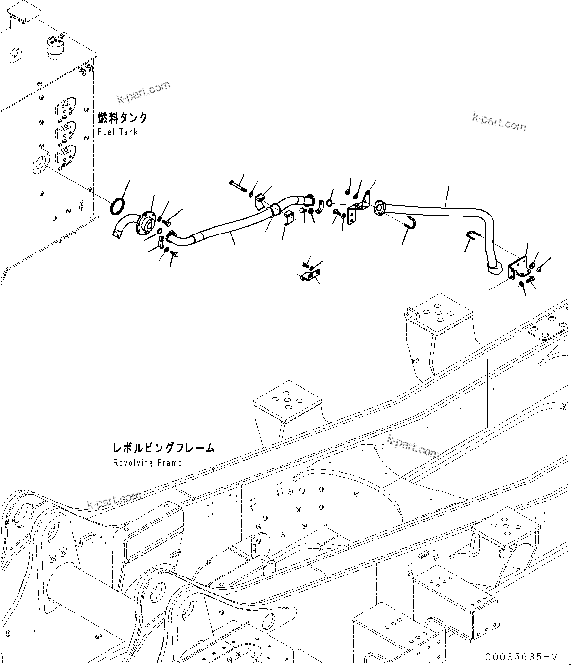 Komatsu parts book diagram for PC2000-11R S/N 31001-UP: FUEL PIPING, FUEL PIPING, SERVICE CENTER(#30001-)