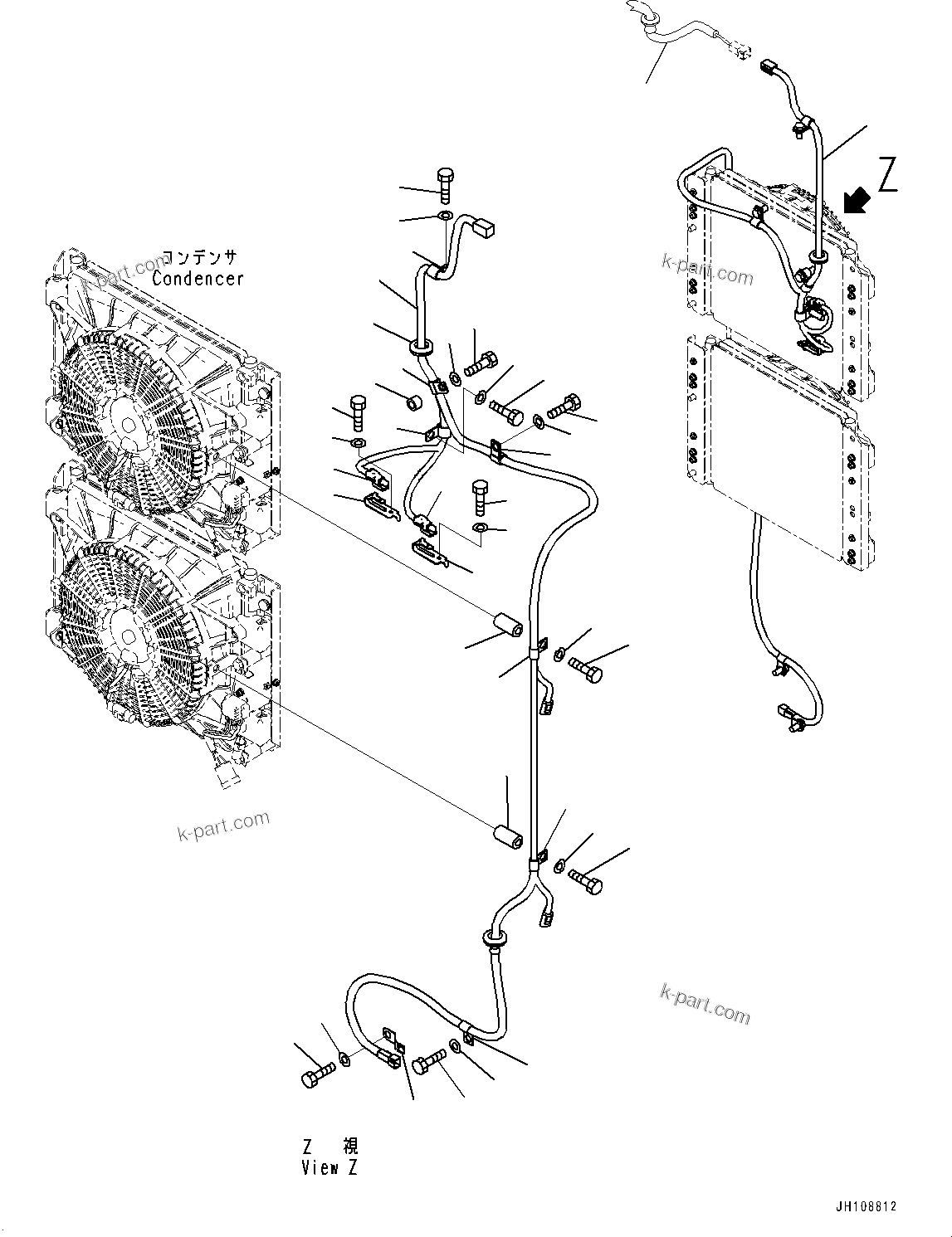 Komatsu parts book diagram for PC2000-11R S/N 31001-UP: ELECTRIC WIRING HARNESS, CONDENSER MOUNTING(#30001-)
