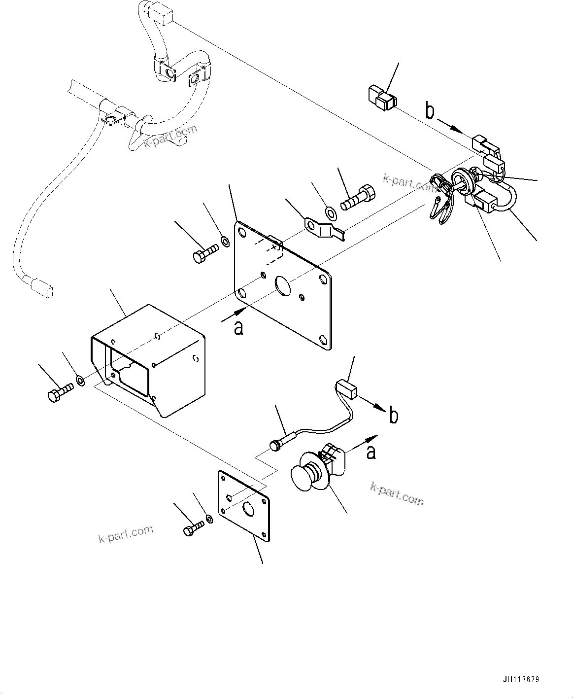 Komatsu parts book diagram for PC2000-11R S/N 31001-UP: ELECTRIC WIRING HARNESS, ENGINE STOP SWITCH, FRONT (JUMP START RECEPTACLE)(#30001-)