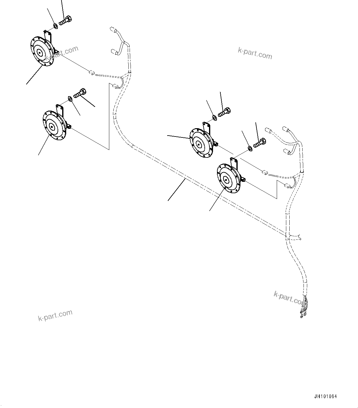 Komatsu parts book diagram for PC2000-11R S/N 31001-UP: HORN, (#30001-)