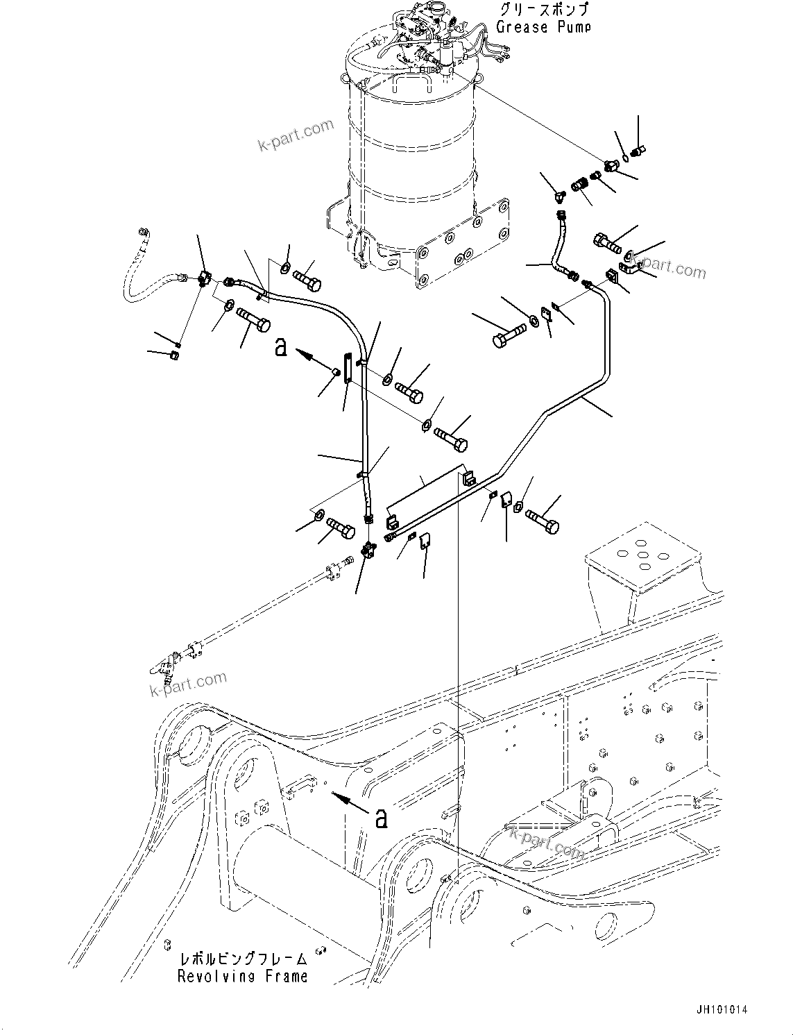 Komatsu parts book diagram for PC2000-11R S/N 31001-UP: AUTO-GREASING SYSTEM, LUBRICATION PIPING (1/4)(#30001-)