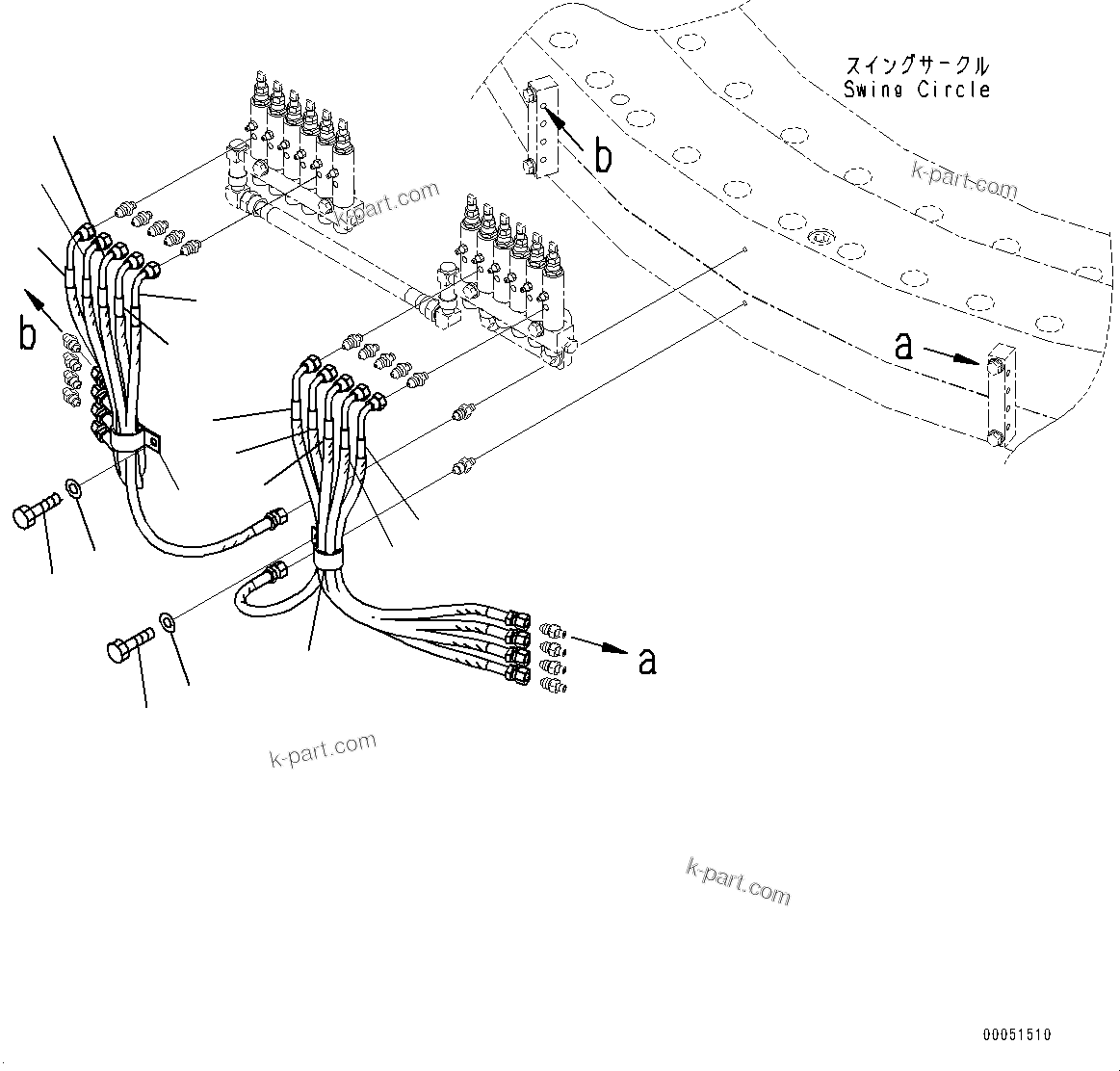 Komatsu parts book diagram for PC2000-11R S/N 31001-UP: AUTO-GREASING SYSTEM, LUBRICATION PIPING (3/4)(#30001-)