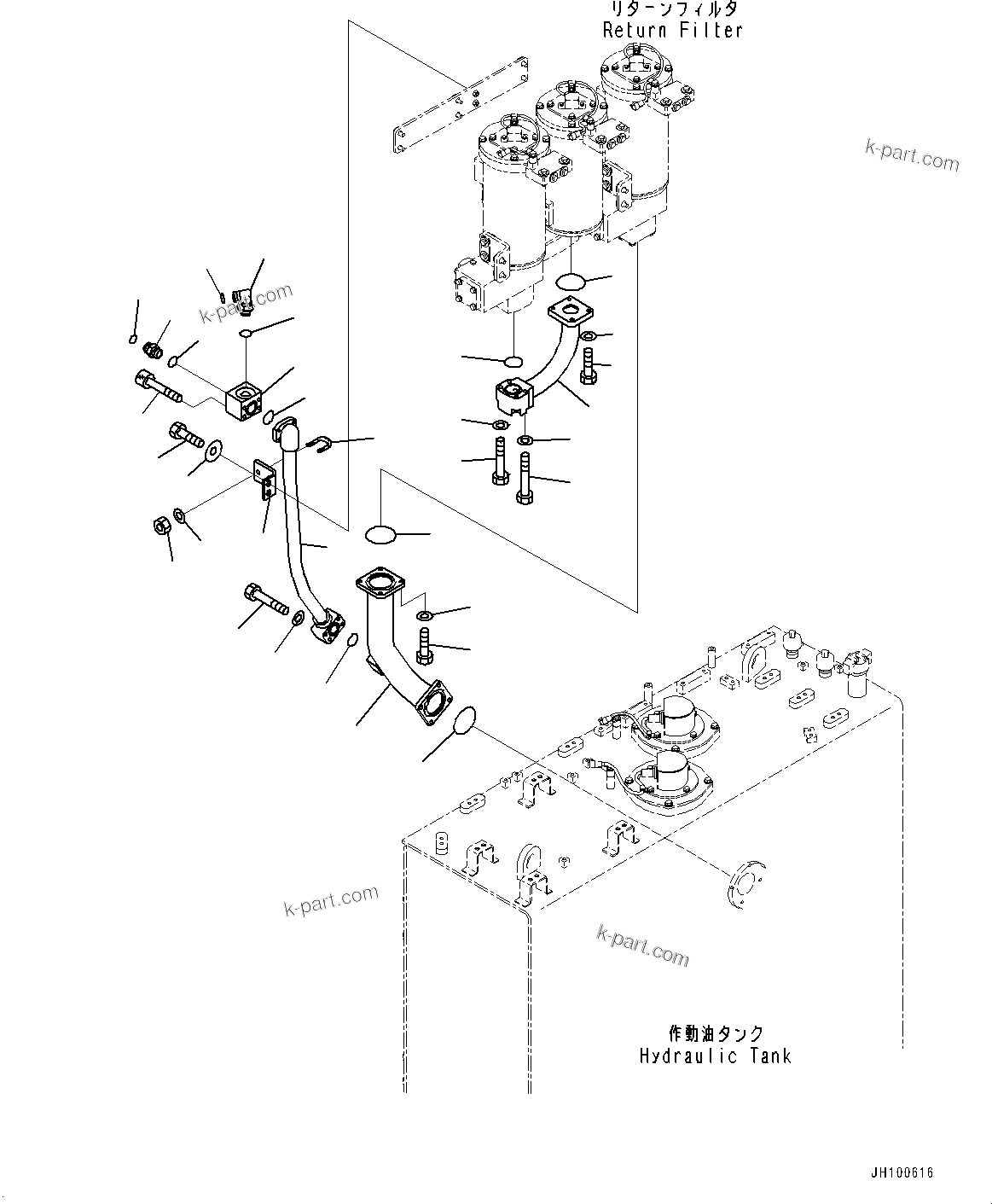 Komatsu parts book diagram for PC2000-11R S/N 31001-UP: HYDRAULIC TANK, TUBE (1/2)(#30001-)