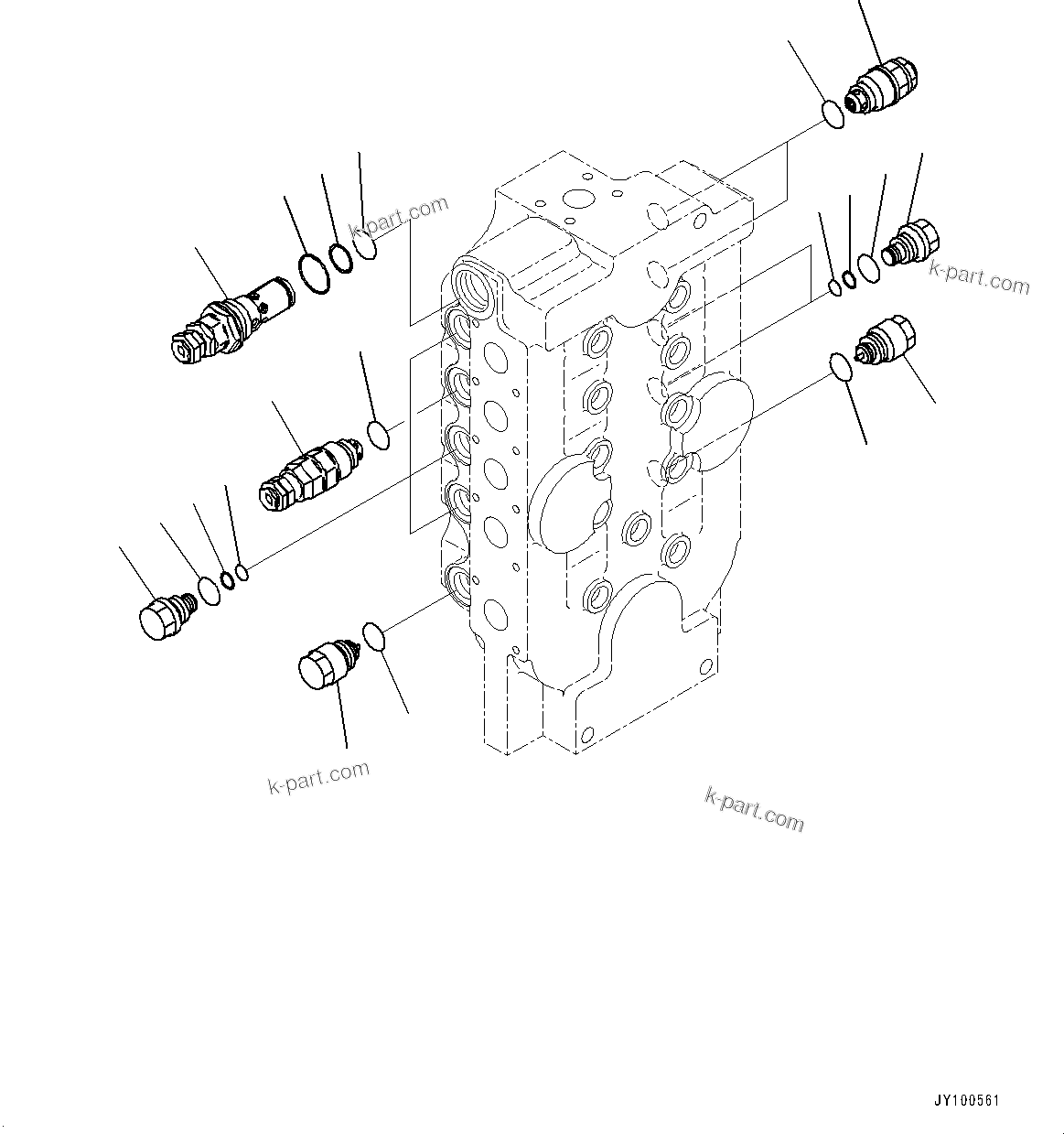 Komatsu parts book diagram for PC2000-11R S/N 31001-UP: CONTROL VALVE, 10-SPOOL (16/18) (LOADING SHOVEL, BOTTOM DUMP TYPE) (R.H.)(#30001-)