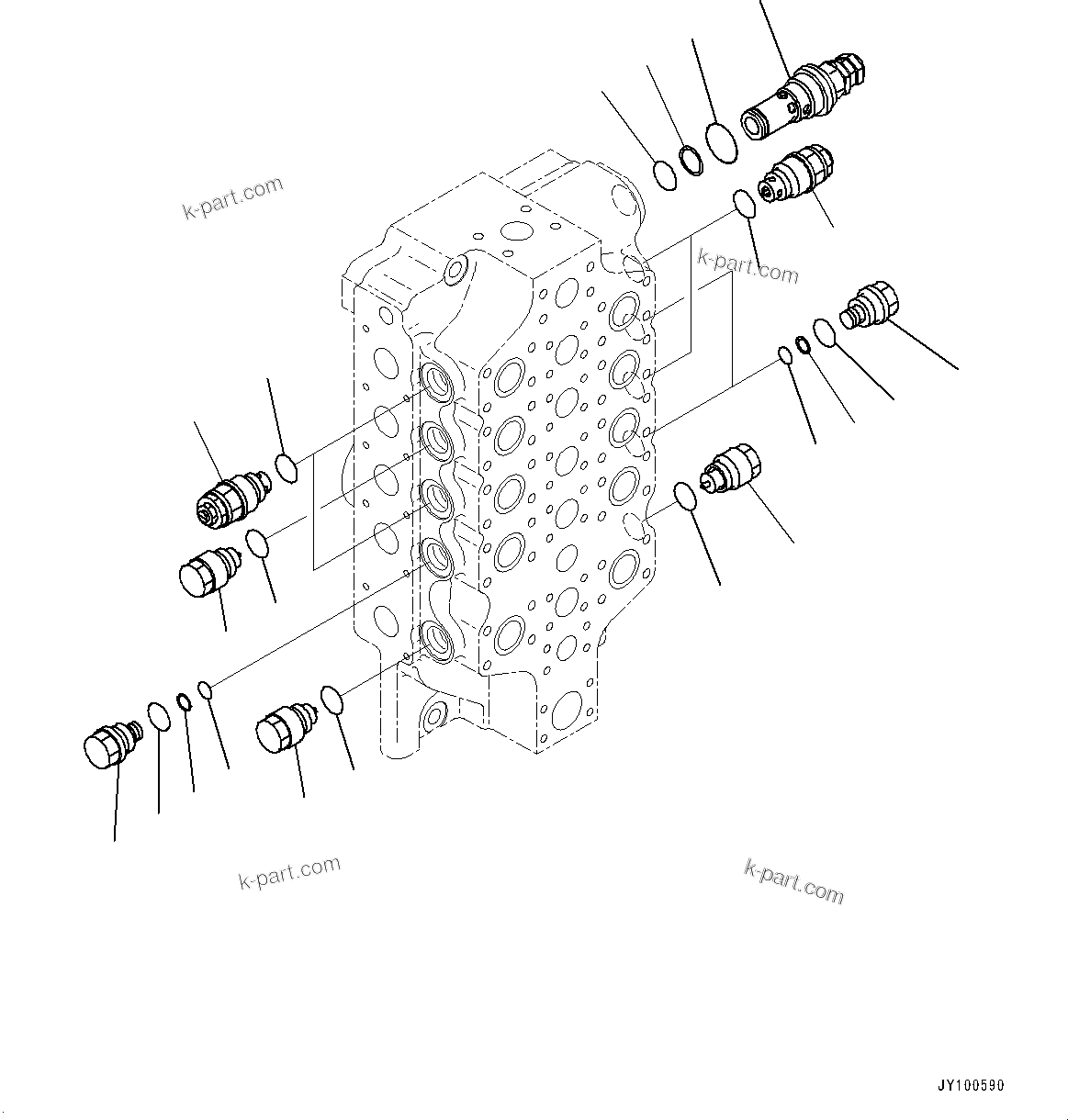 Komatsu parts book diagram for PC2000-11R S/N 31001-UP: CONTROL VALVE, 10-SPOOL (7/18) (L.H.)(#30001-)