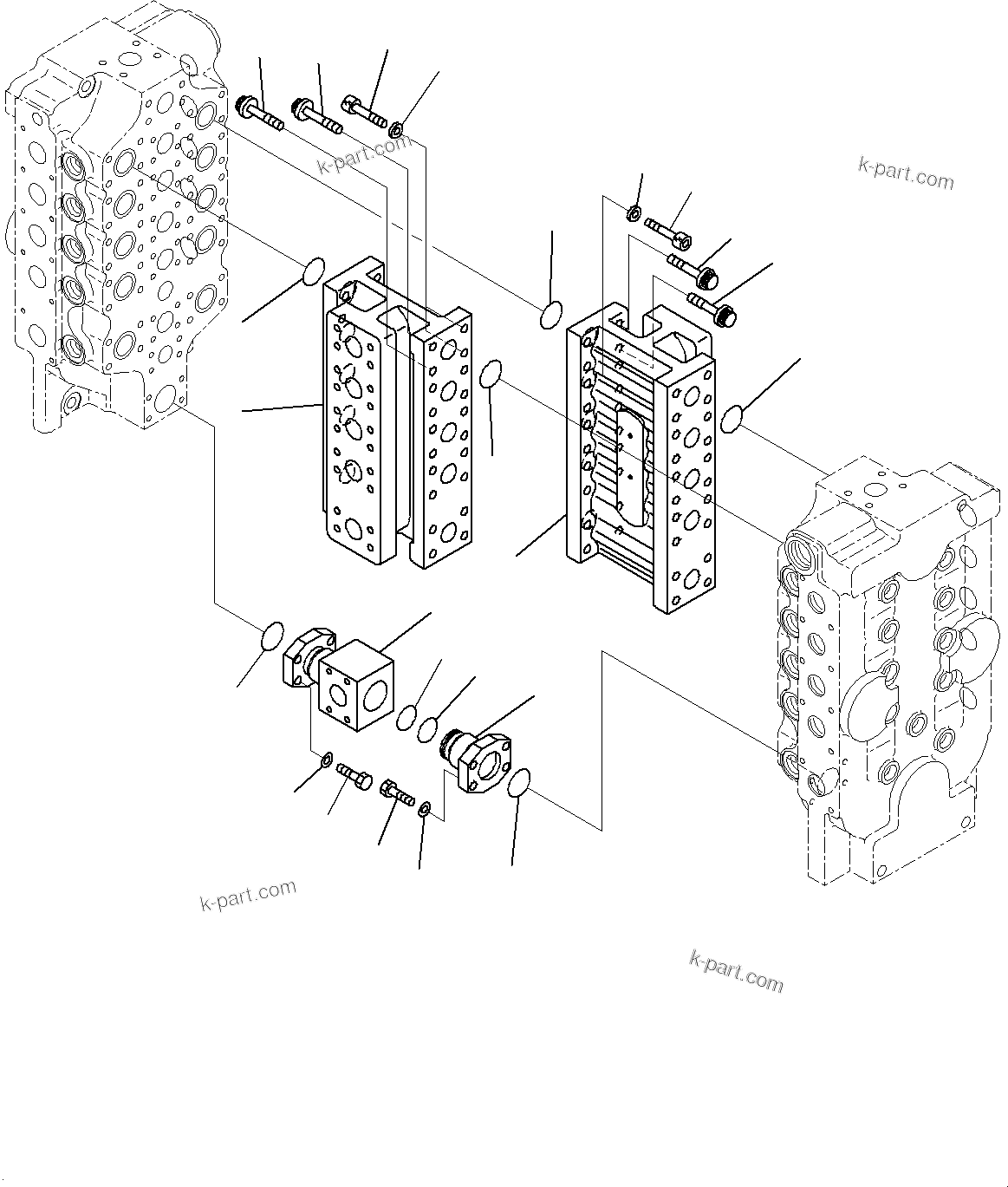 Komatsu parts book diagram for PC2000-11R S/N 31001-UP: CONTROL VALVE, 10-SPOOL (9/18) (L.H.)(#30001-)