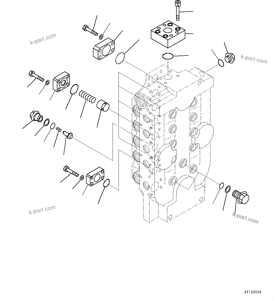 Komatsu parts book diagram for PC2000-11R S/N 31001-UP: CONTROL VALVE, 10-SPOOL (11/18) (LOADING SHOVEL, BOTTOM DUMP TYPE) (R.H.)(#30001-)