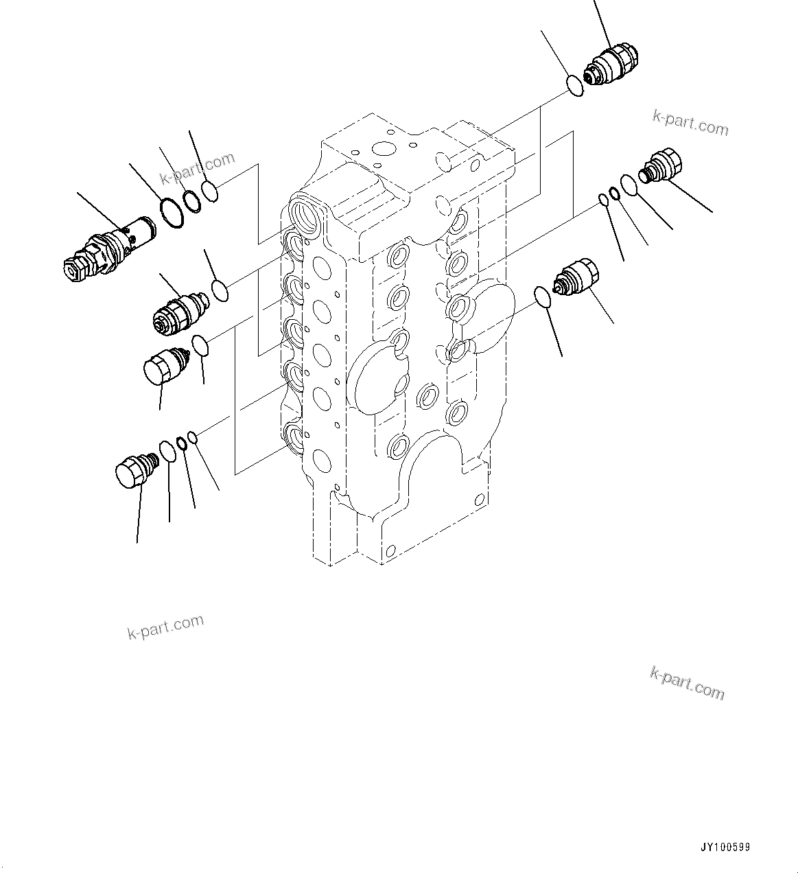 Komatsu parts book diagram for PC2000-11R S/N 31001-UP: CONTROL VALVE, 10-SPOOL (12/18) (R.H.)(#30001-)