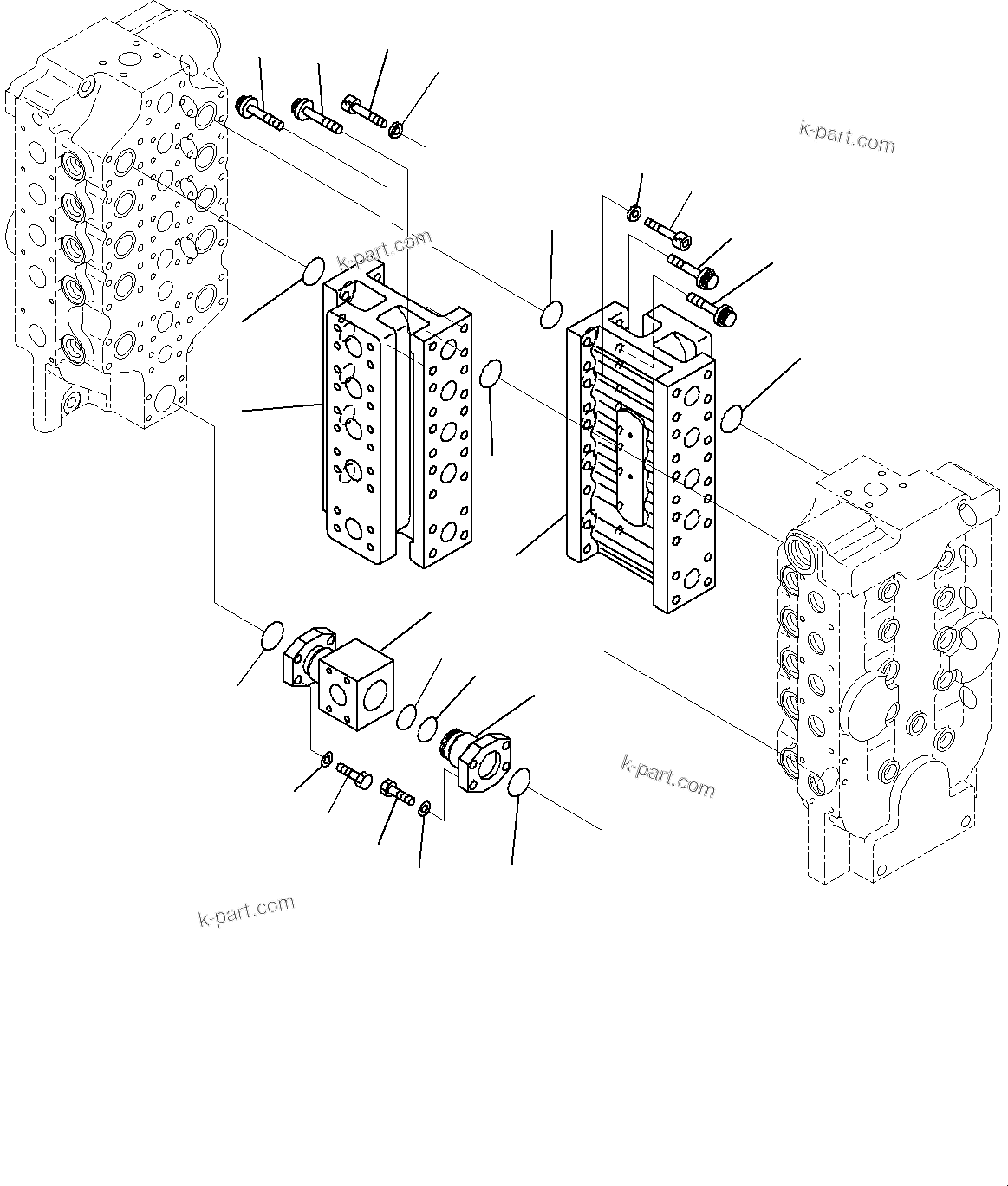 Komatsu parts book diagram for PC2000-11R S/N 31001-UP: CONTROL VALVE, 10-SPOOL (18/18) (R.H.)(#30001-)