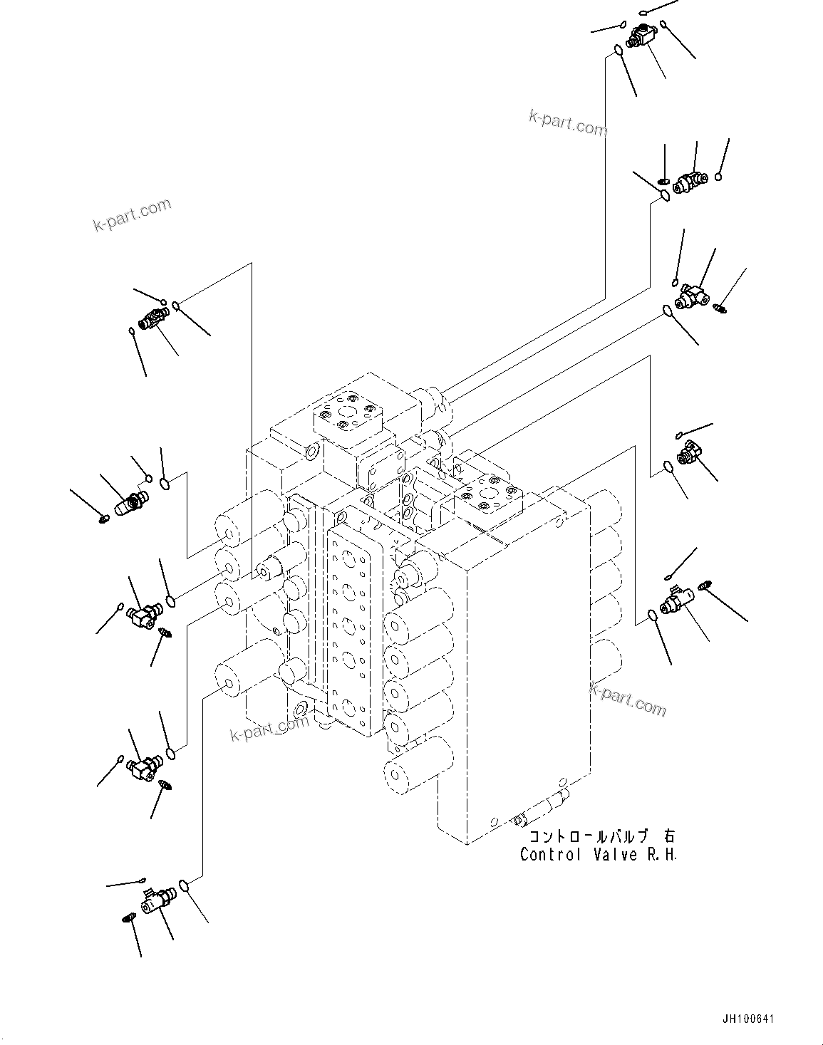 Komatsu parts book diagram for PC2000-11R S/N 31001-UP: CONTROL VALVE, JOINT PARTS, R.H. (2/2)(#30001-)