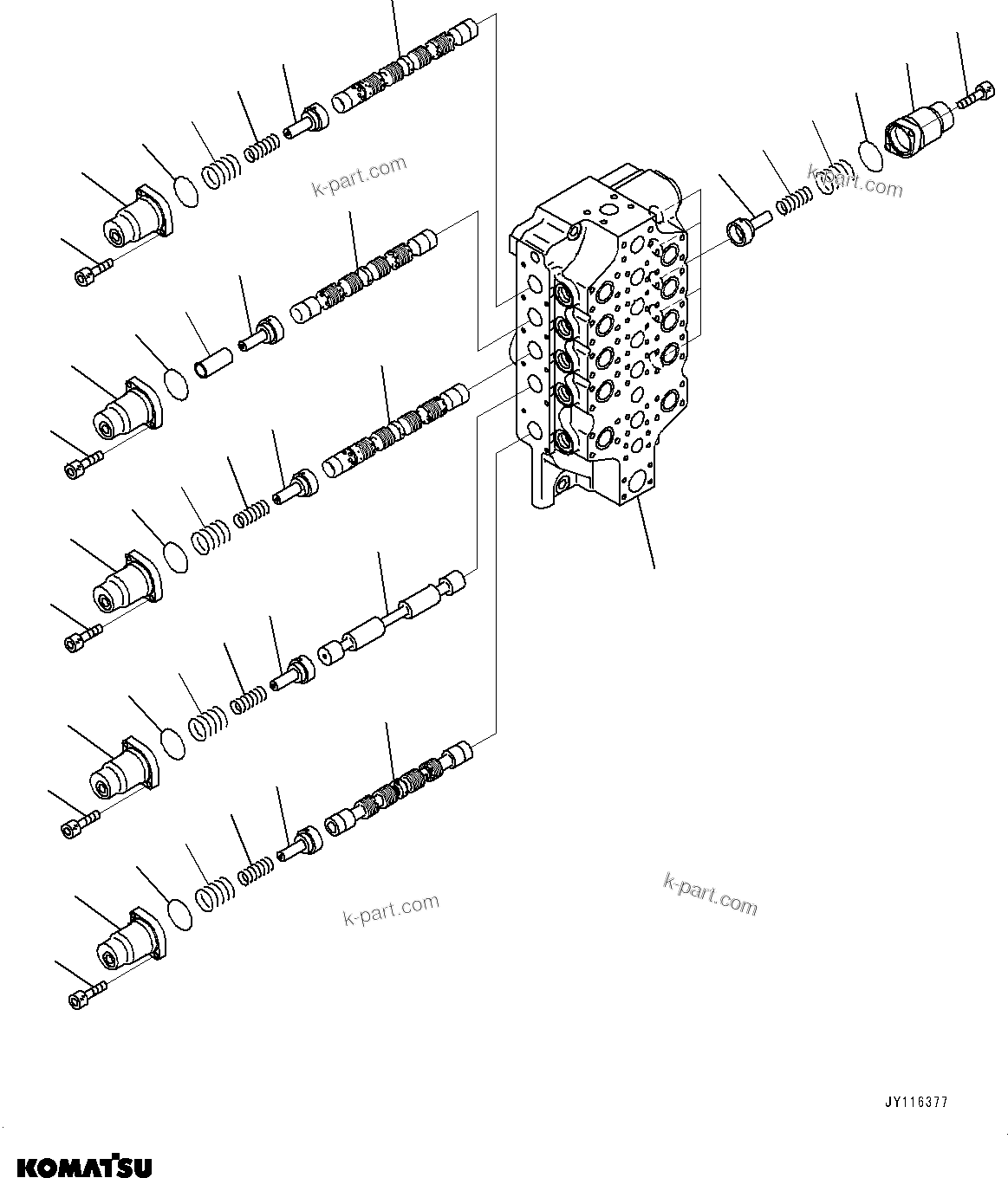 Komatsu parts book diagram for PC2000-11R S/N 31001-UP: CONTROL VALVE, 10-SPOOL (5/18) (LOADING SHOVEL, BOTTOM DUMP TYPE) (L.H.)(#30001-)