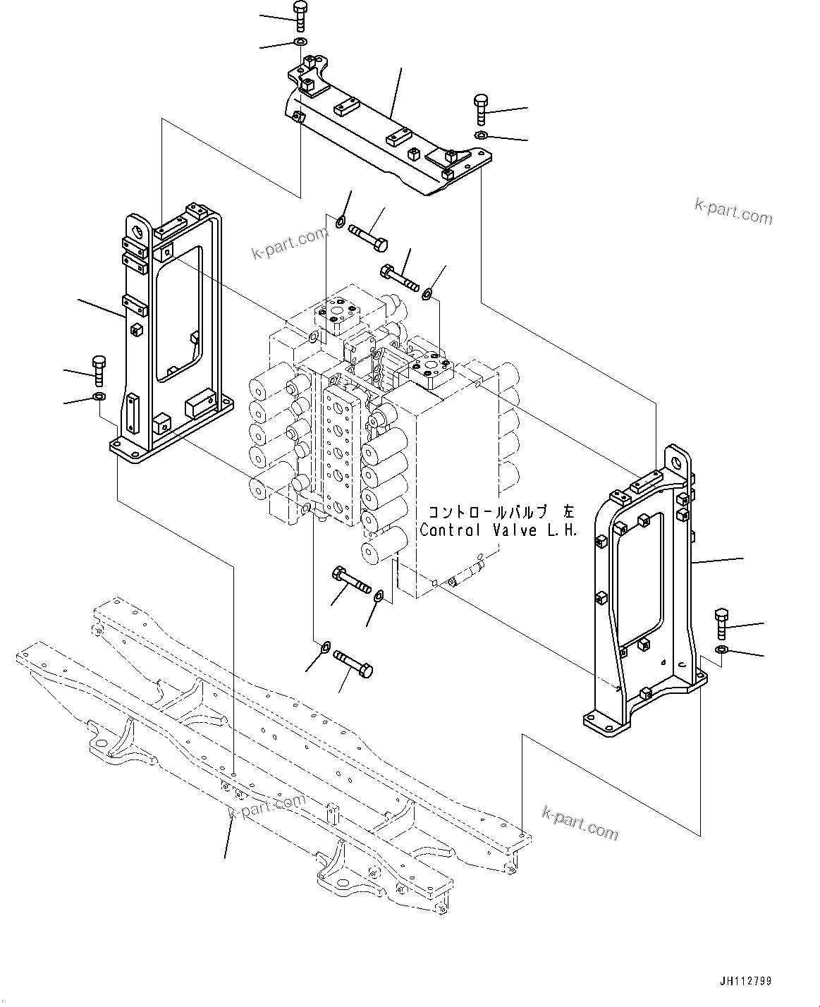 Komatsu parts book diagram for PC2000-11R S/N 31001-UP: CONTROL VALVE, CONTROL VALVE RELATED PARTS (LOADING SHOVEL, BOTTOM DUMP TYPE)(#30001-)