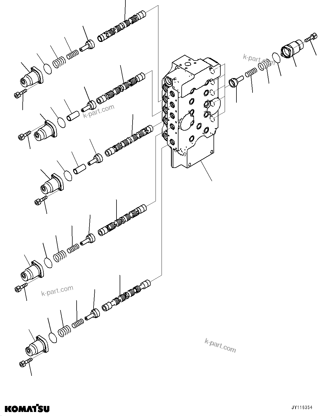 Komatsu parts book diagram for PC2000-11R S/N 31001-UP: CONTROL VALVE, 10-SPOOL (10/18) (LOADING SHOVEL, BOTTOM DUMP TYPE) (R.H.)(#30001-)