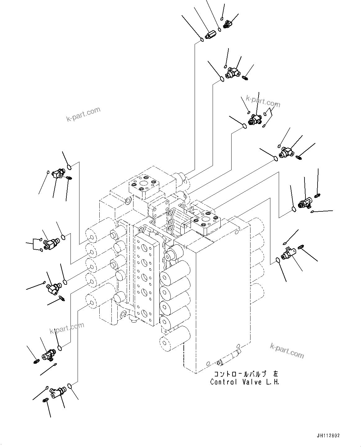 Komatsu parts book diagram for PC2000-11R S/N 31001-UP: CONTROL VALVE, JOINT PARTS, L.H. (2/2) (LOADING SHOVEL, BOTTOM DUMP TYPE)(#30001-)