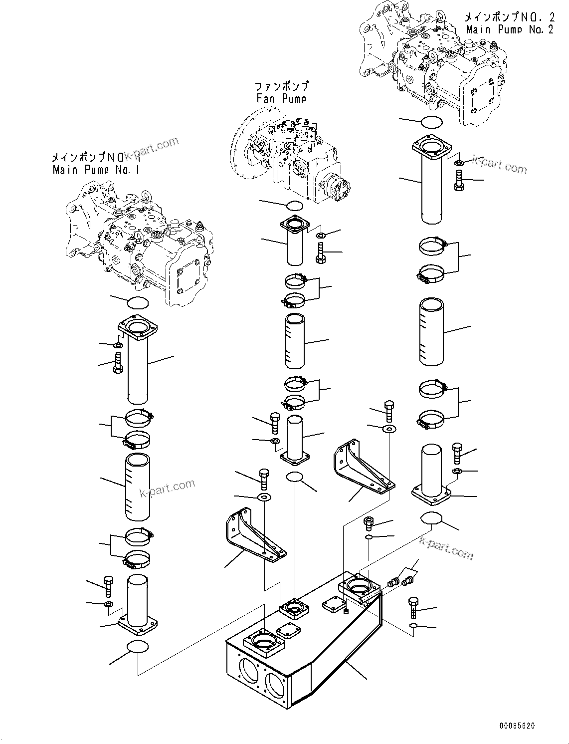 Komatsu parts book diagram for PC2000-11R S/N 31001-UP: SUCTION PIPING, ENGINE SIDE(#30001-)