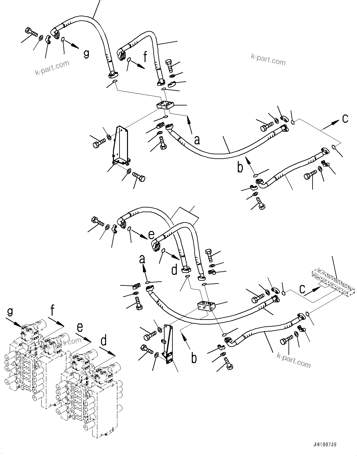 Komatsu parts book diagram for PC2000-11R S/N 31001-UP: DELIVERY PIPING, BLOCK TO CONTROL VALVE(#30001-)