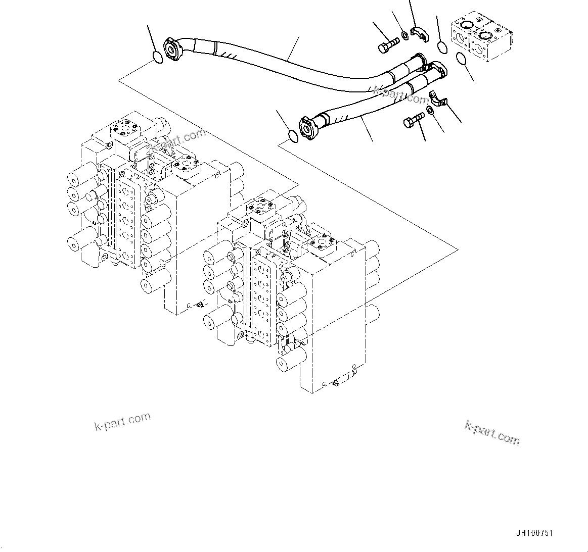 Komatsu parts book diagram for PC2000-11R S/N 31001-UP: RETURN PIPING, CONTROL VALVE(#30001-)