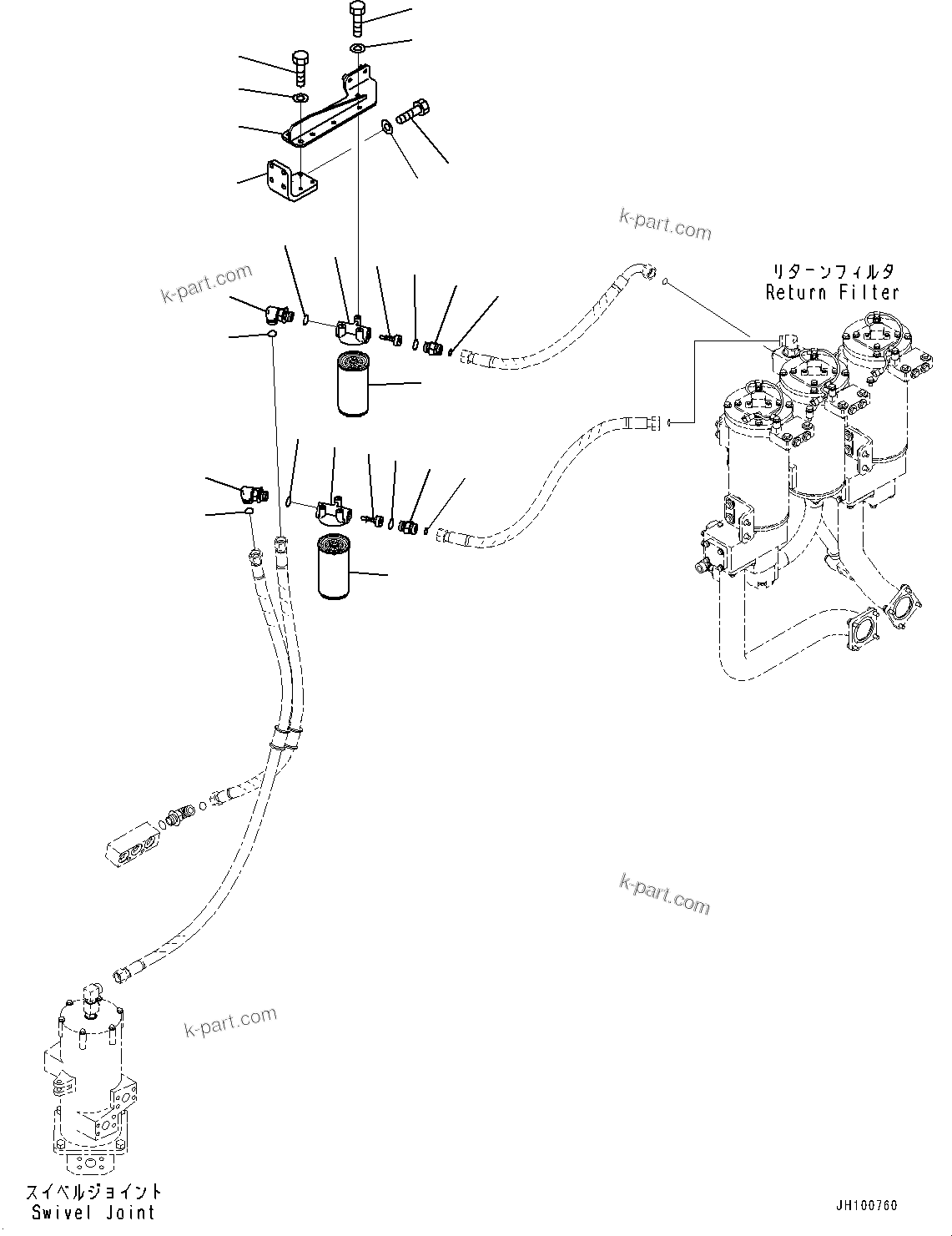 Komatsu parts book diagram for PC2000-11R S/N 31001-UP: DRAIN PIPING, FILTER BRACKET(#30001-)