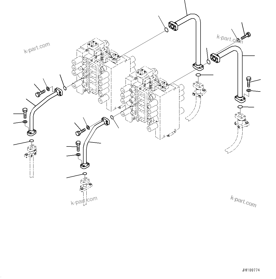 Komatsu parts book diagram for PC2000-11R S/N 31001-UP: BOOM PIPING, CONTROL VALVE SIDE(#30001-)