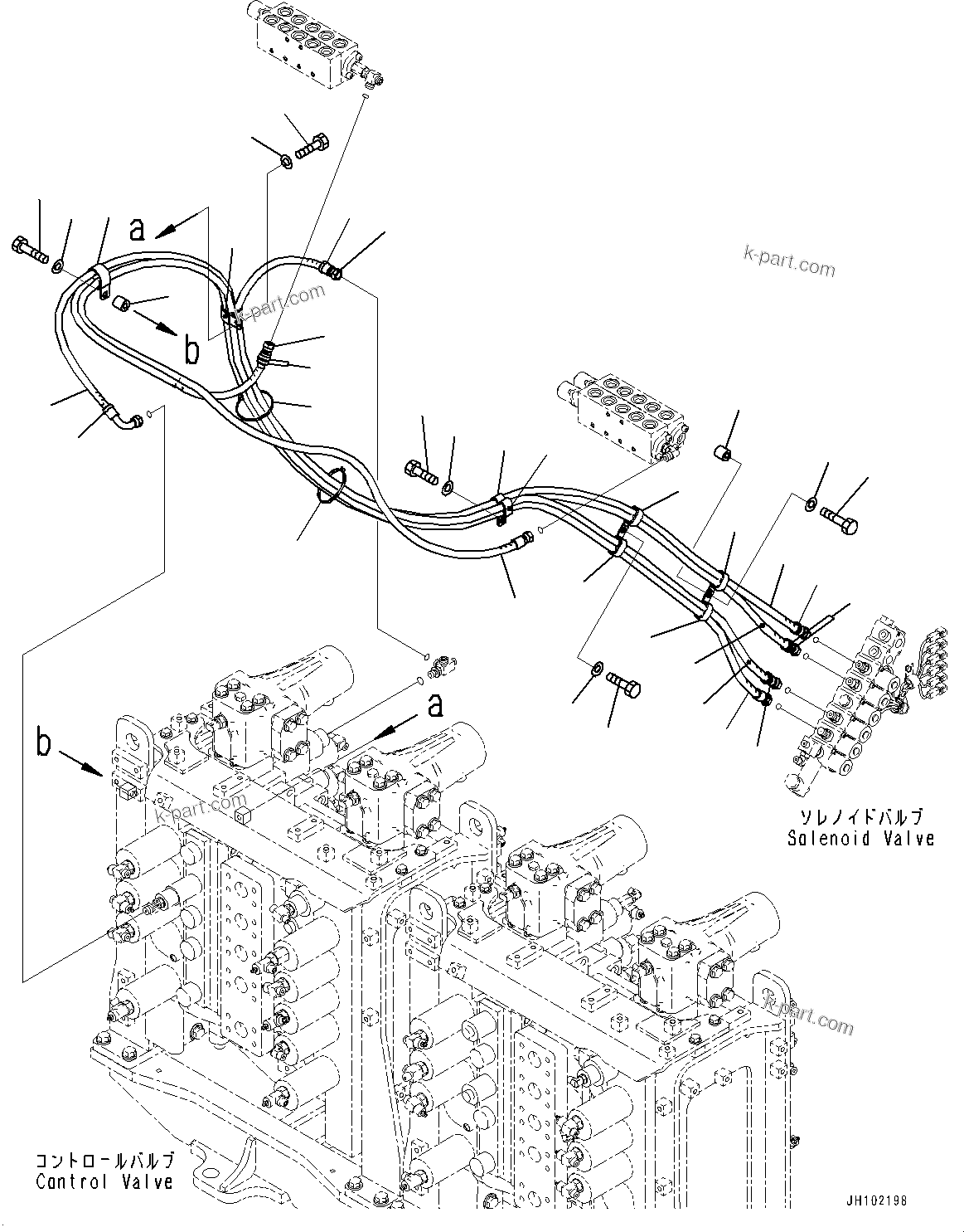 Komatsu parts book diagram for PC2000-11R S/N 31001-UP: SOLENOID VALVE PIPING, (2/3)(#30001-)
