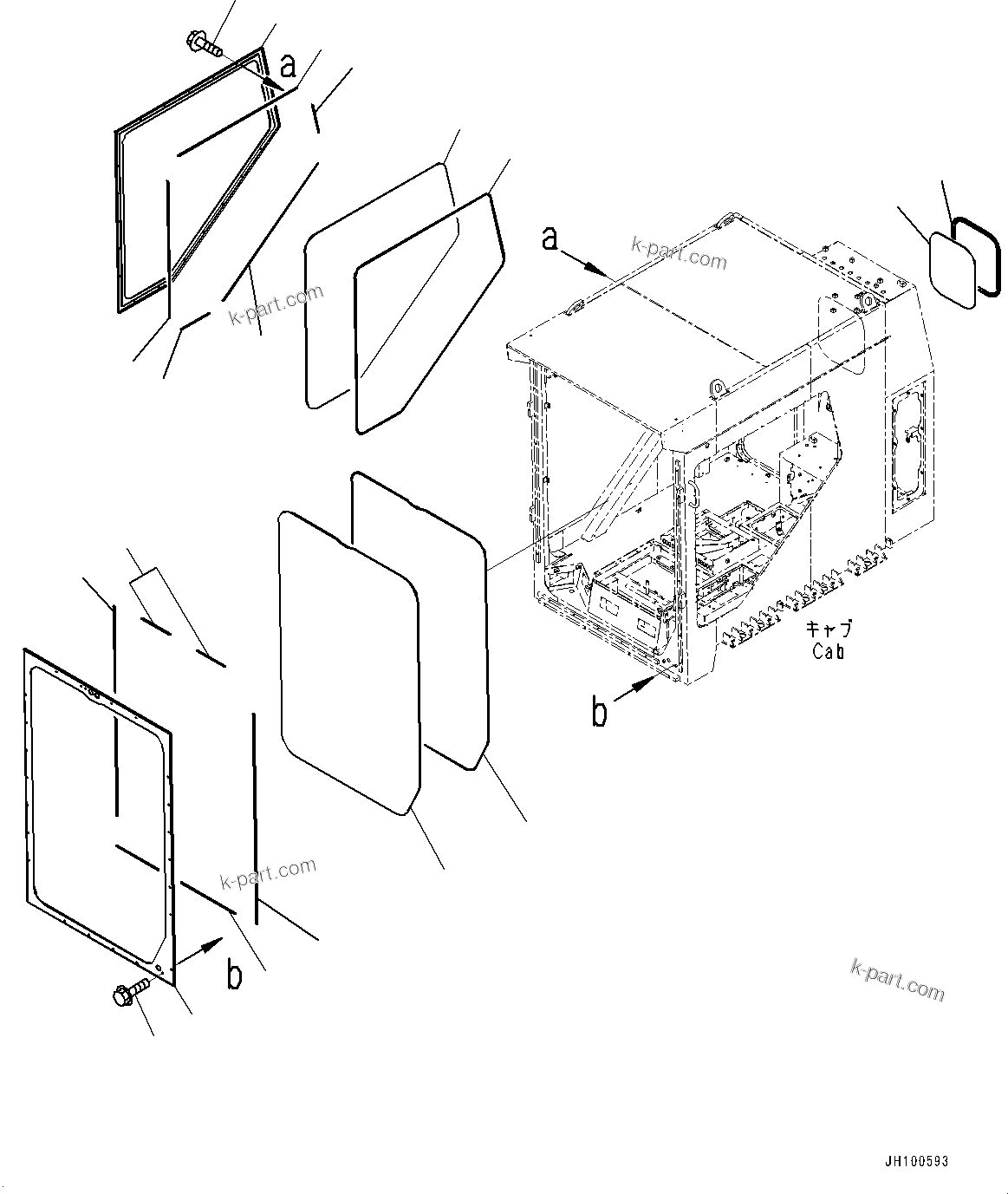 Komatsu parts book diagram for PC2000-11R S/N 31001-UP: CAB, GLASS WINDOW(#31001-)