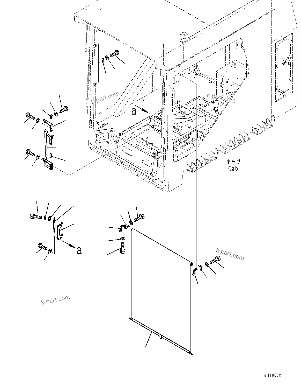 Komatsu parts book diagram for PC2000-11R S/N 31001-UP: CAB, CURTAIN (1/3)(#31001-)