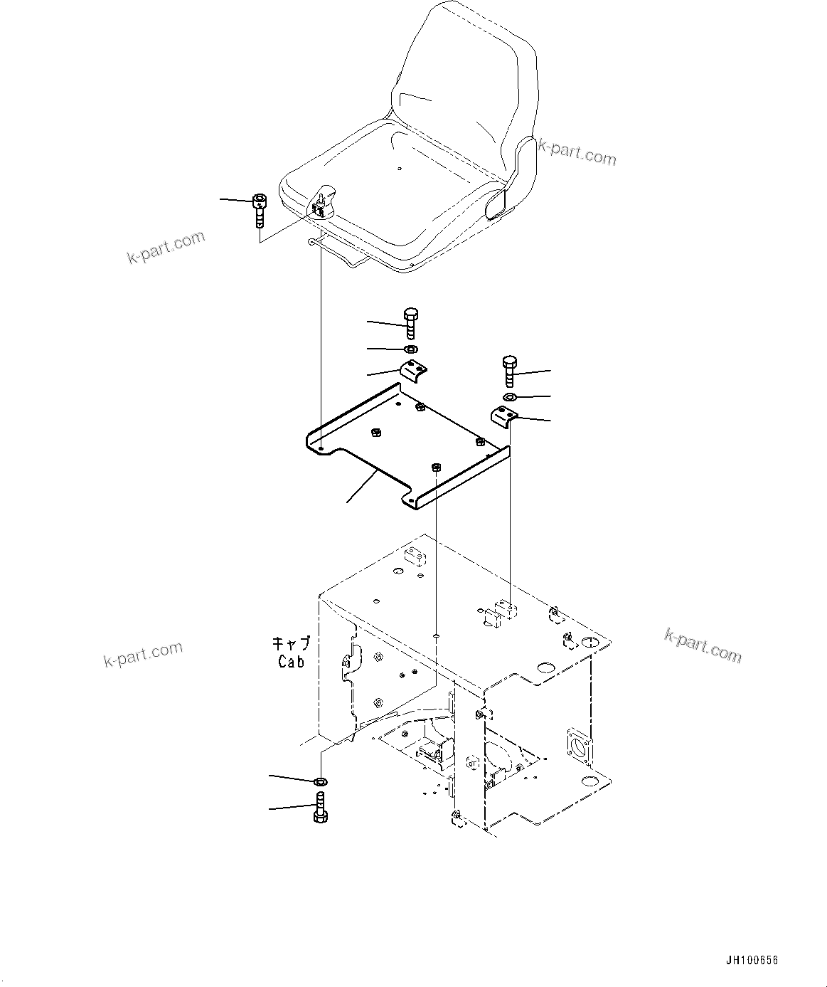 Komatsu parts book diagram for PC2000-11R S/N 31001-UP: CAB, SUB SEAT MOUNTING(#31001-)