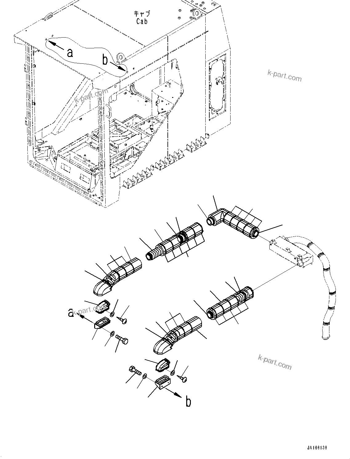 Komatsu parts book diagram for PC2000-11R S/N 31001-UP: CAB, AIR CONDITIONER DUCT (1/4)(#31001-)