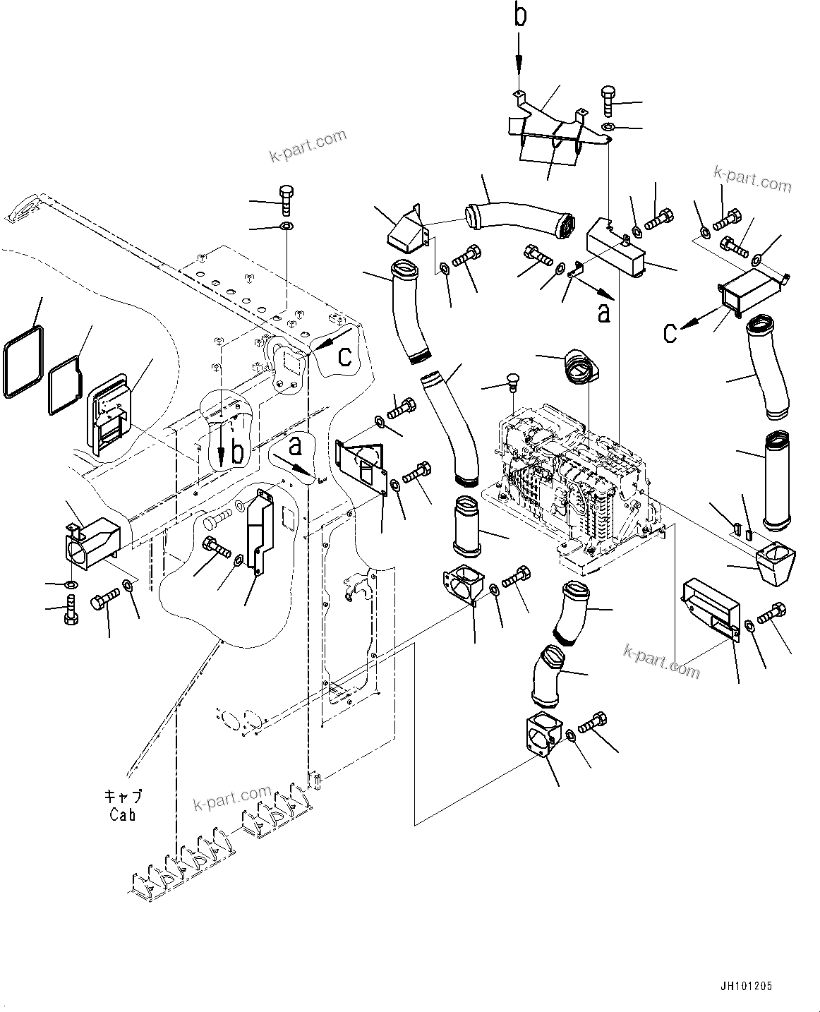 Komatsu parts book diagram for PC2000-11R S/N 31001-UP: CAB, AIR CONDITIONER DUCT (4/4)(#31001-)