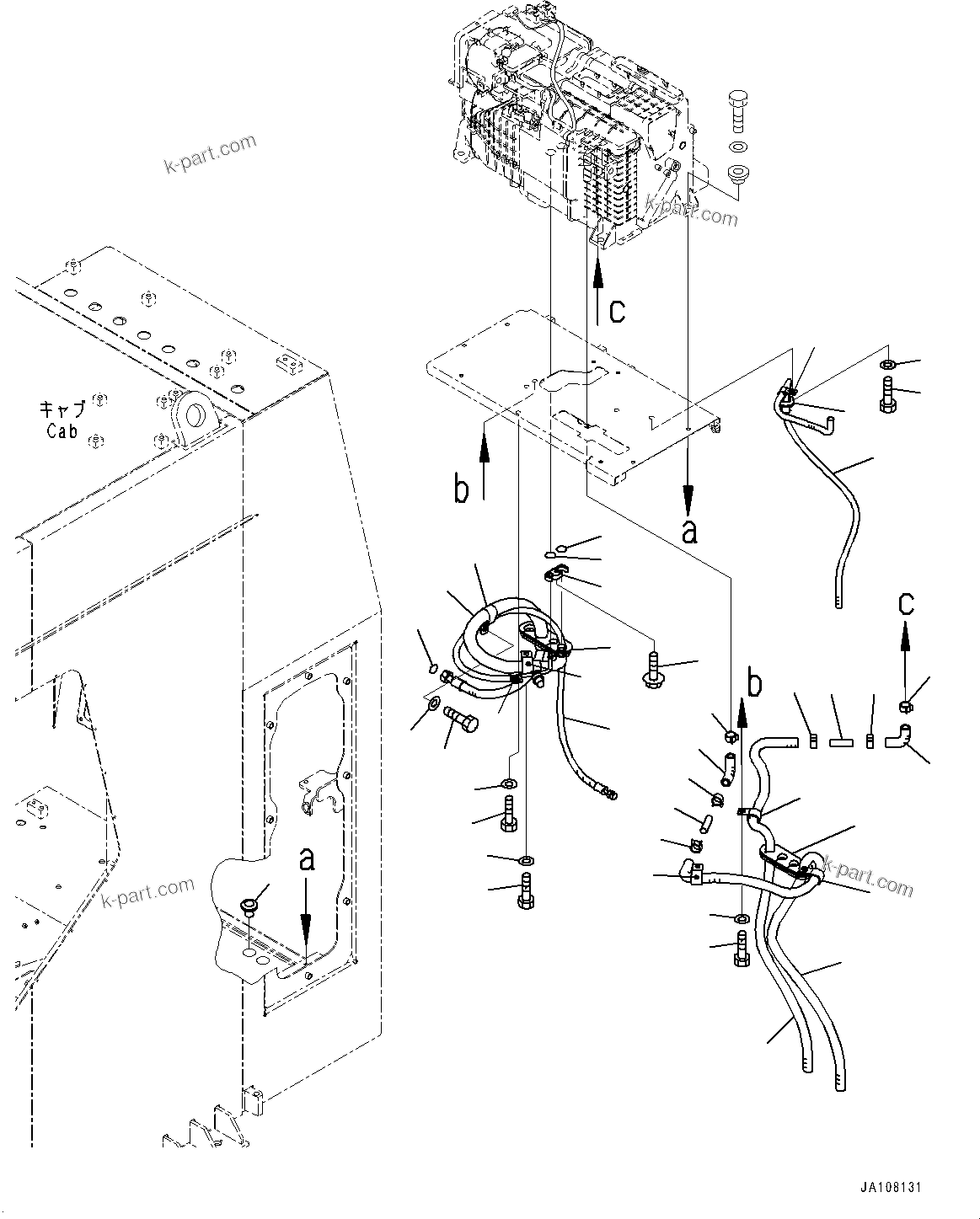 Komatsu parts book diagram for PC2000-11R S/N 31001-UP: CAB, AIR CONDITIONER PIPING (1/2)(#31001-)